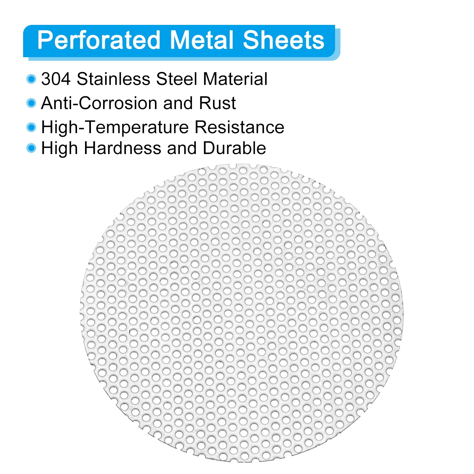 3″ 304 Stainless Steel Perforated Sheet, 2Pcs 0.06″ Hole Metal Mesh Plate