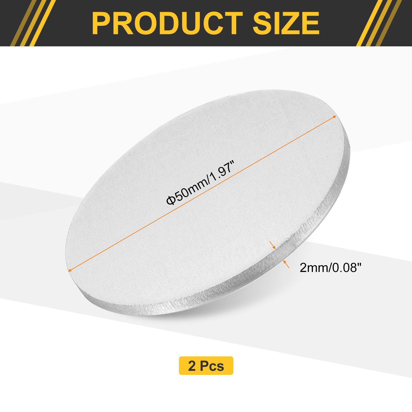 2Pcs Aluminum Disc, 2″(50mm) Dia 0.08″(2mm) Thick Round 6061 Aluminum Sheets