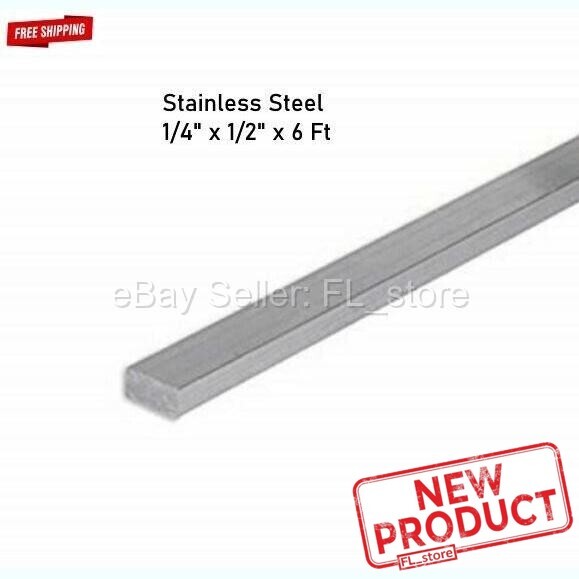 1/4″ Thick Stainless Steel Flat Bar 1/2″ x 6 Feet Rectangular Stock 304 Mill NEW