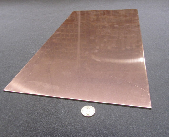 101 Copper Sheet 1/8 to 1/4 Hard .040″ Thick x 12.0″ Wide x 24.0″ Length