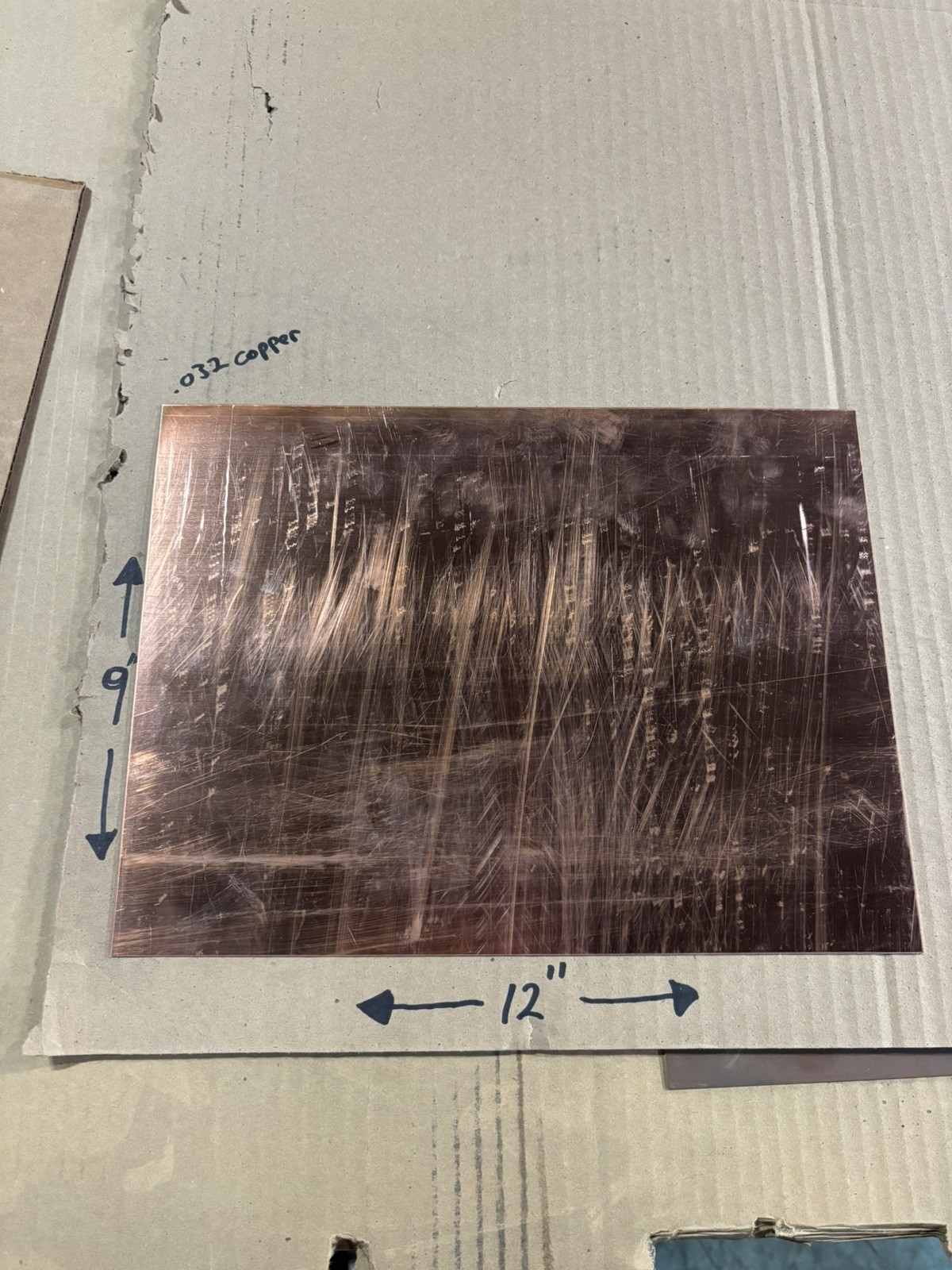 20gauge (0.035” Thick) Copper Sheet Metal – 9” x 12” Pure Copper Metal – New