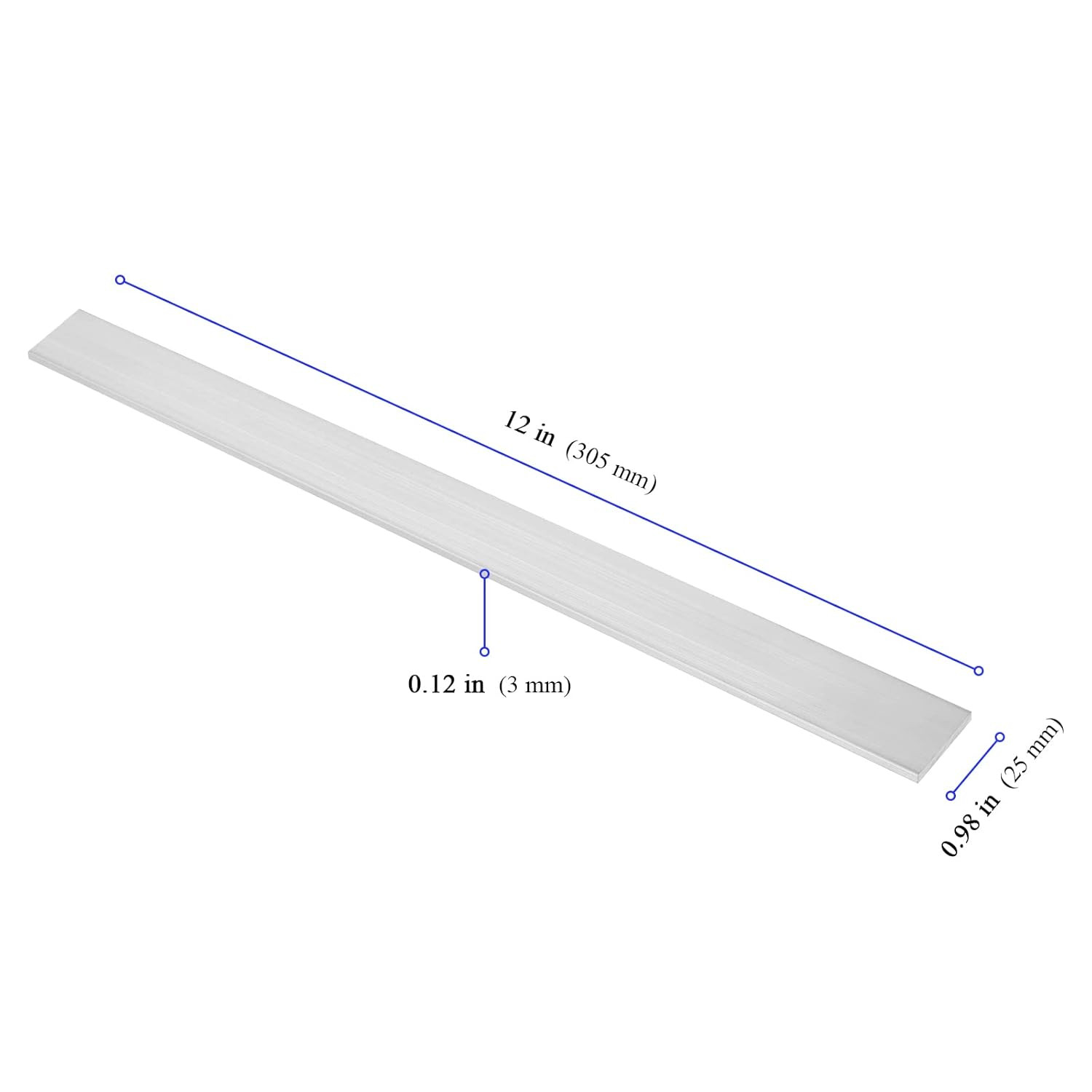 16 PCS 6061-T6511 Aluminum Flat Bar, 12 X 1 X 1/8 Inch Square Solid Bar Stock fo