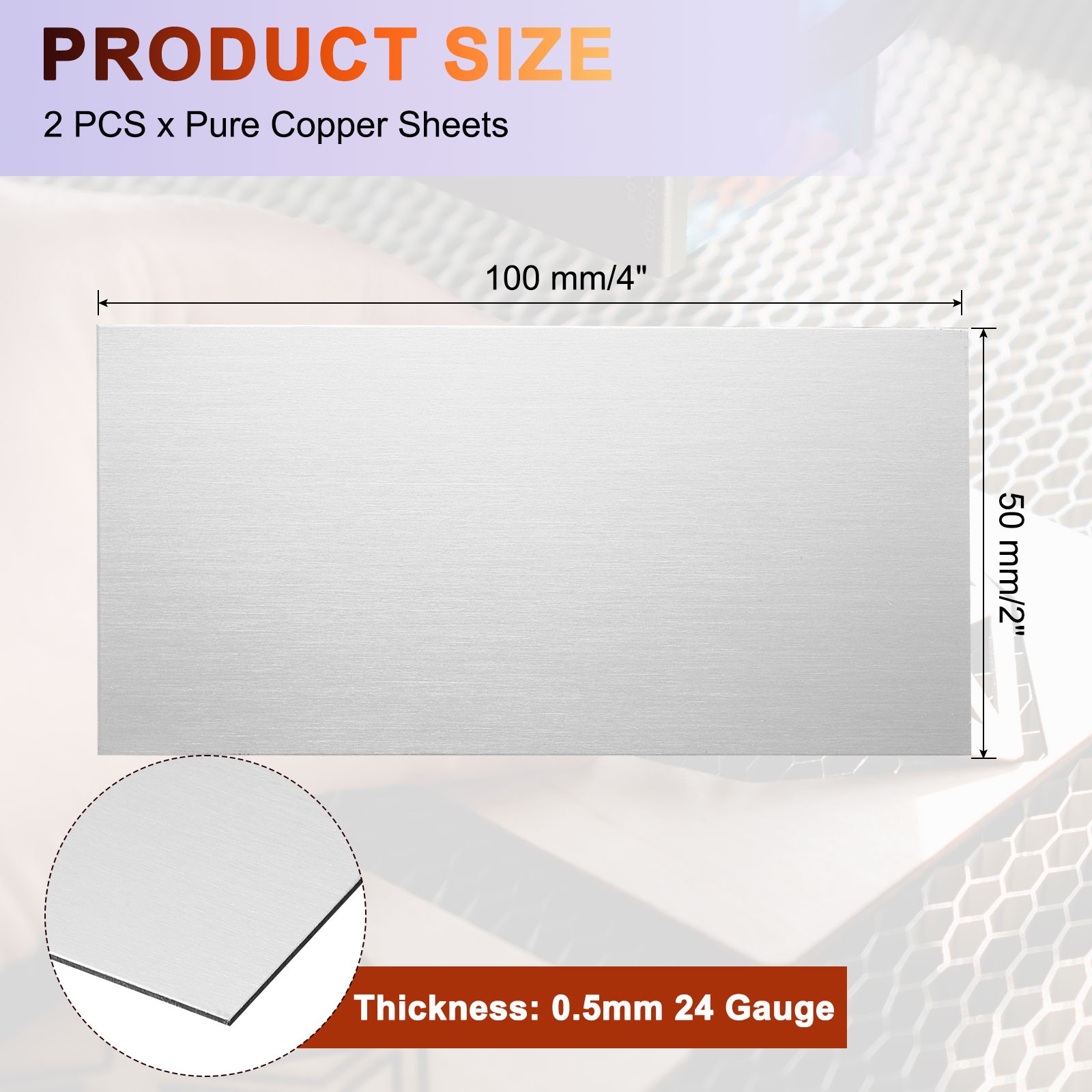 2Pcs Stainless Steel Sheet Plate, 4″ x 2″, 24 Gauge (0.5mm) with Glove(Silver)