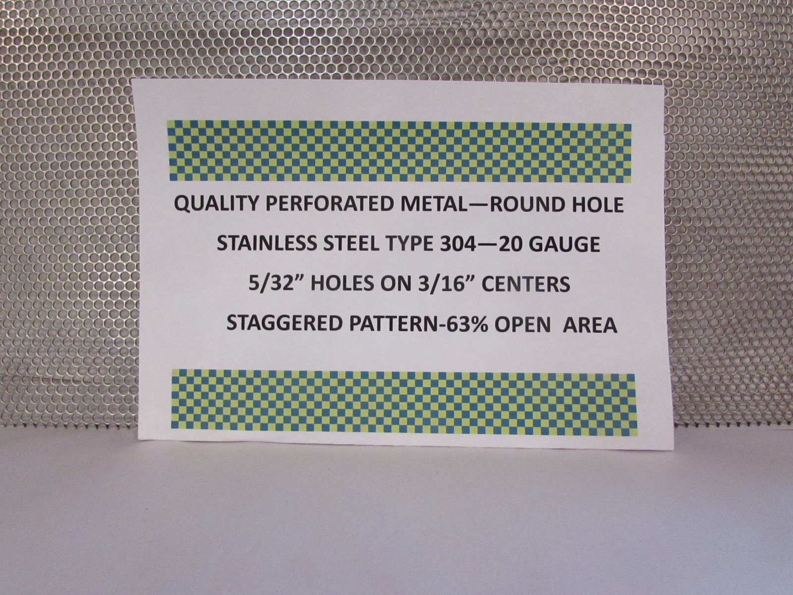 ==5/32 HOLES—20 GA. 304 STAINLESS PERFORATED SHEET– 7″ X 11-1/2″==