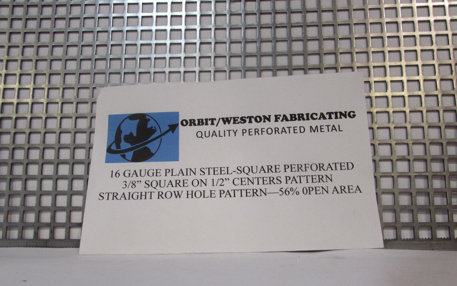 3/8″ SQUARE HOLE PERFORATED CARBON STEEL METAL 16 GA.- —-12″ X 12″