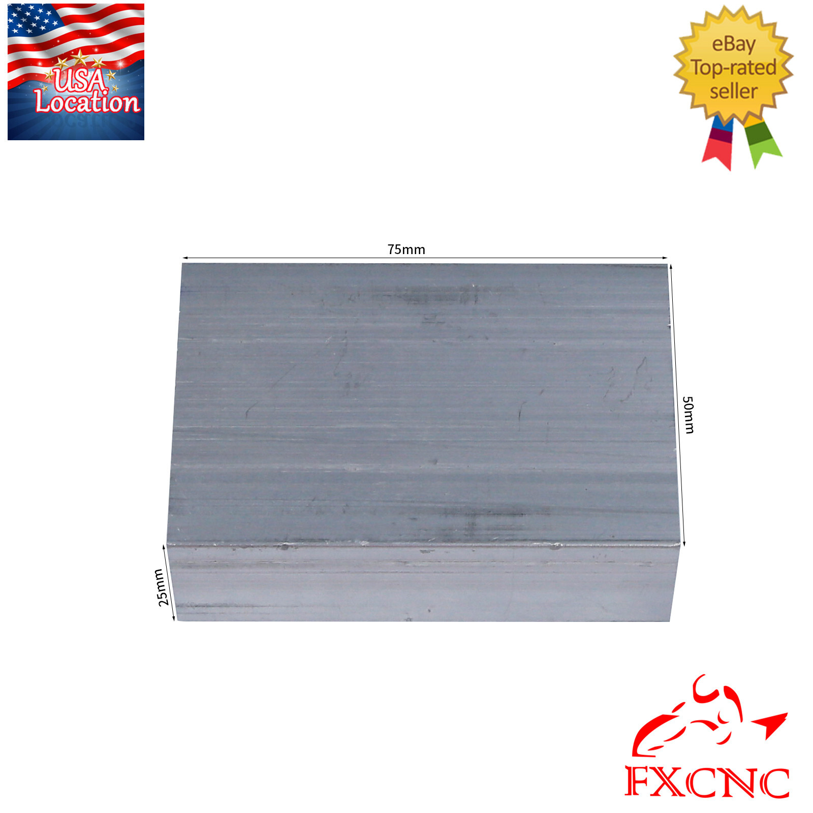 T6061 Aluminum Plate Flat Bar Strip Length 75mm Width 50mm Thickness 25mm