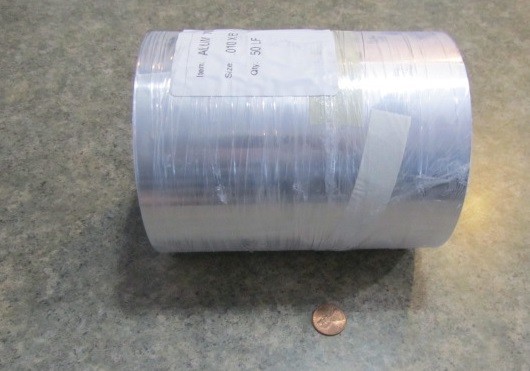 1100 Aluminum Foil (O) .010″ Thick x 6″ Wide x 50 Feet Long Roll