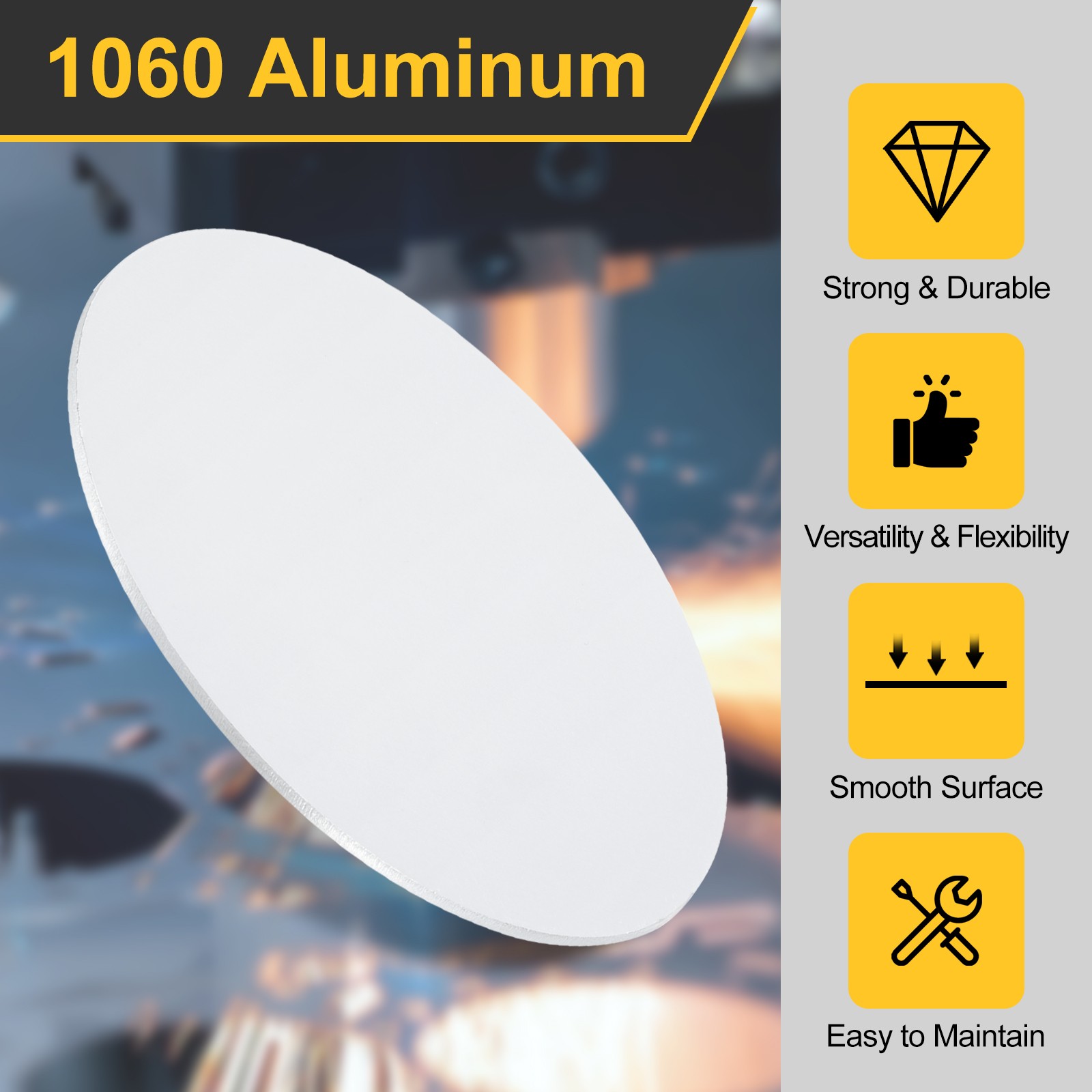 Aluminum Disc, 6″(150mm) Dia 0.12″(3mm) Thick Round 1060 Aluminum Sheets