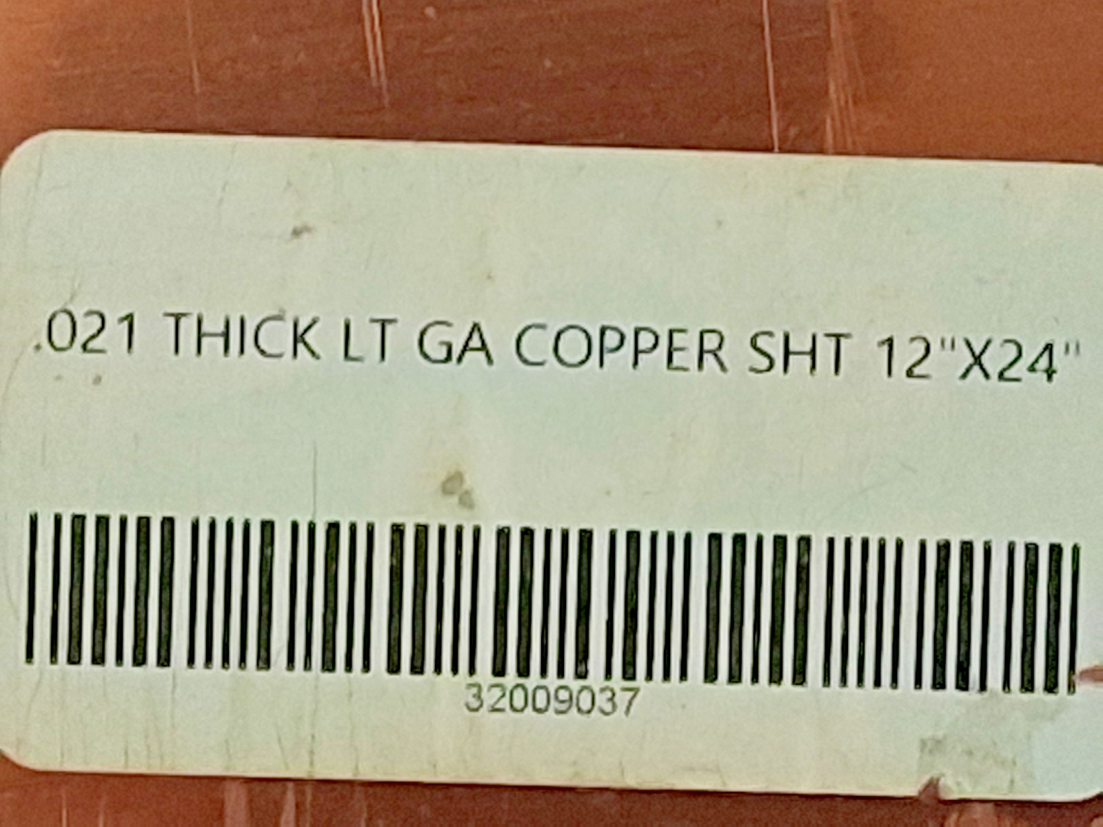 Pro Copper Sheet .021″ Thick x 12″ Wide x 24″ Long XCUFLR071461X2