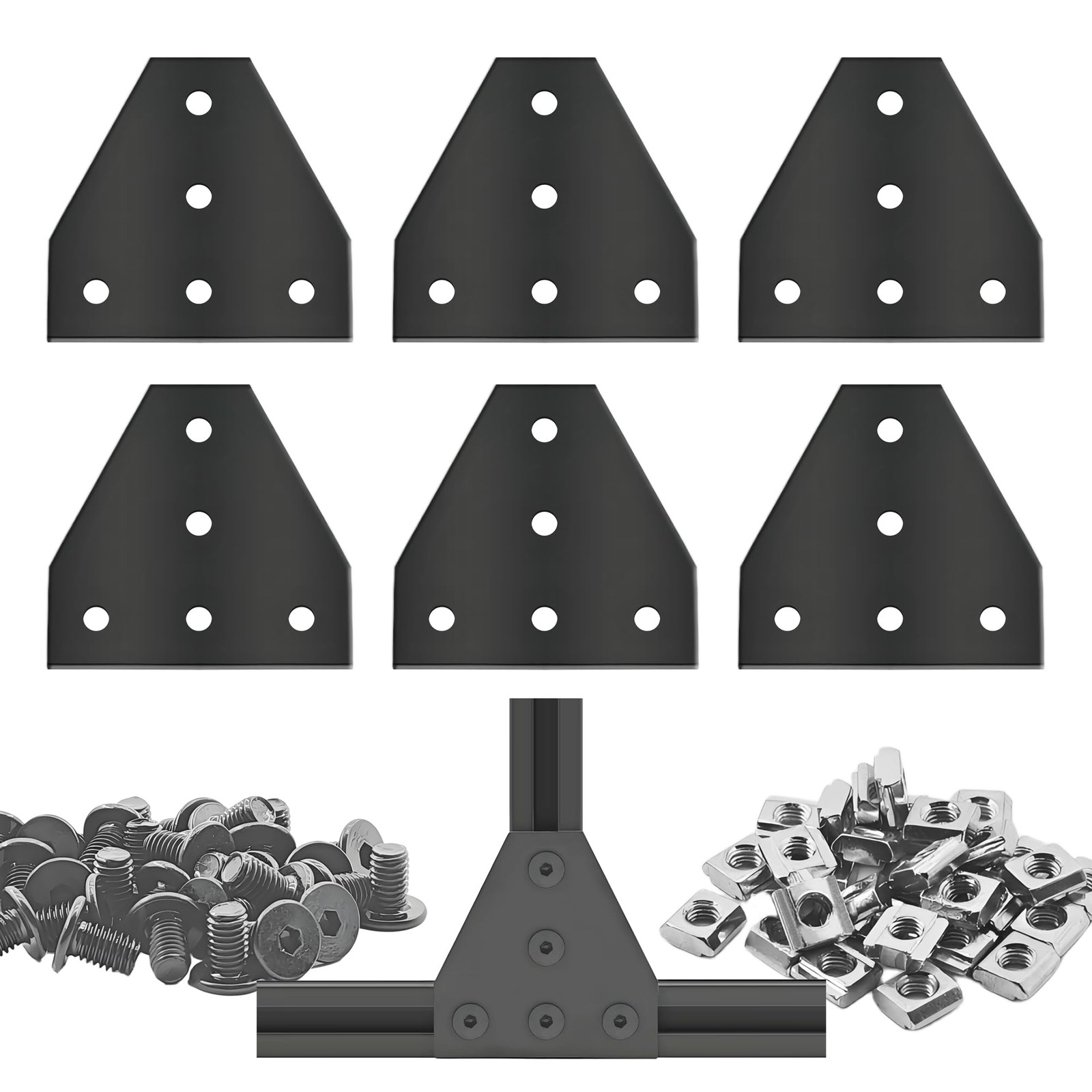 6 PCS Black 2020 TSlot Aluminum Extrusion Profile Accessories Joint Plate