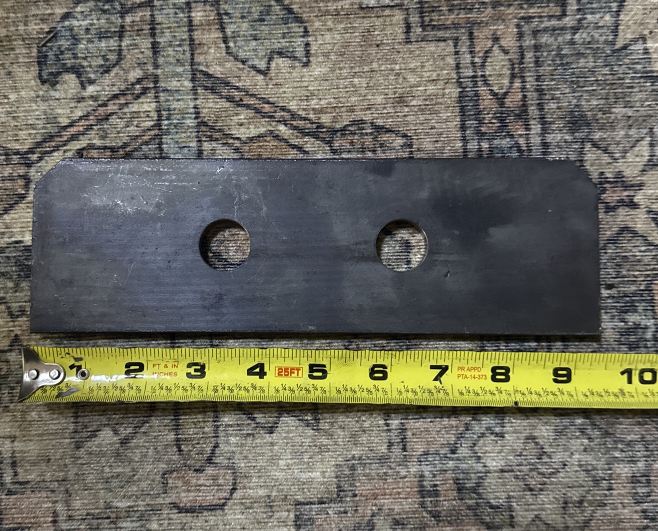Steel Flat Bracket/ Bar/ Plate 3”x 9-1/2” Hot Rolled 3/8”Thick w/2 Holes 3/4”dia