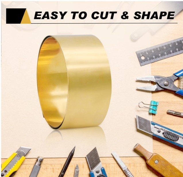 Brass Sheet Roll 0.4mm×50mm×1000mm Thin Brass Foil Sheets Strip for DIY Crafting