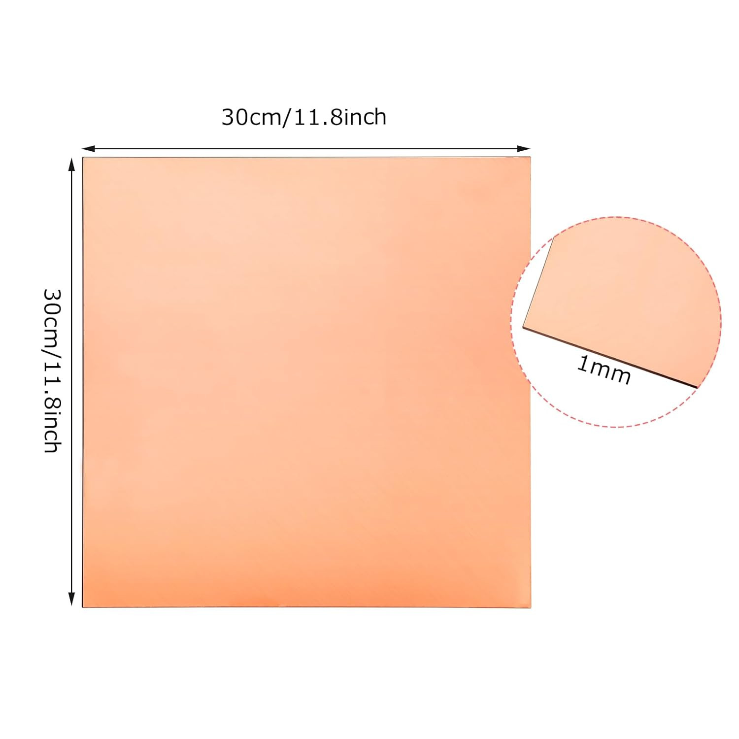 ZOFORTY Pure Copper Sheet 12 X 12 Inch 18 Gauge/1Mm Metal Copper Plate Film Atta