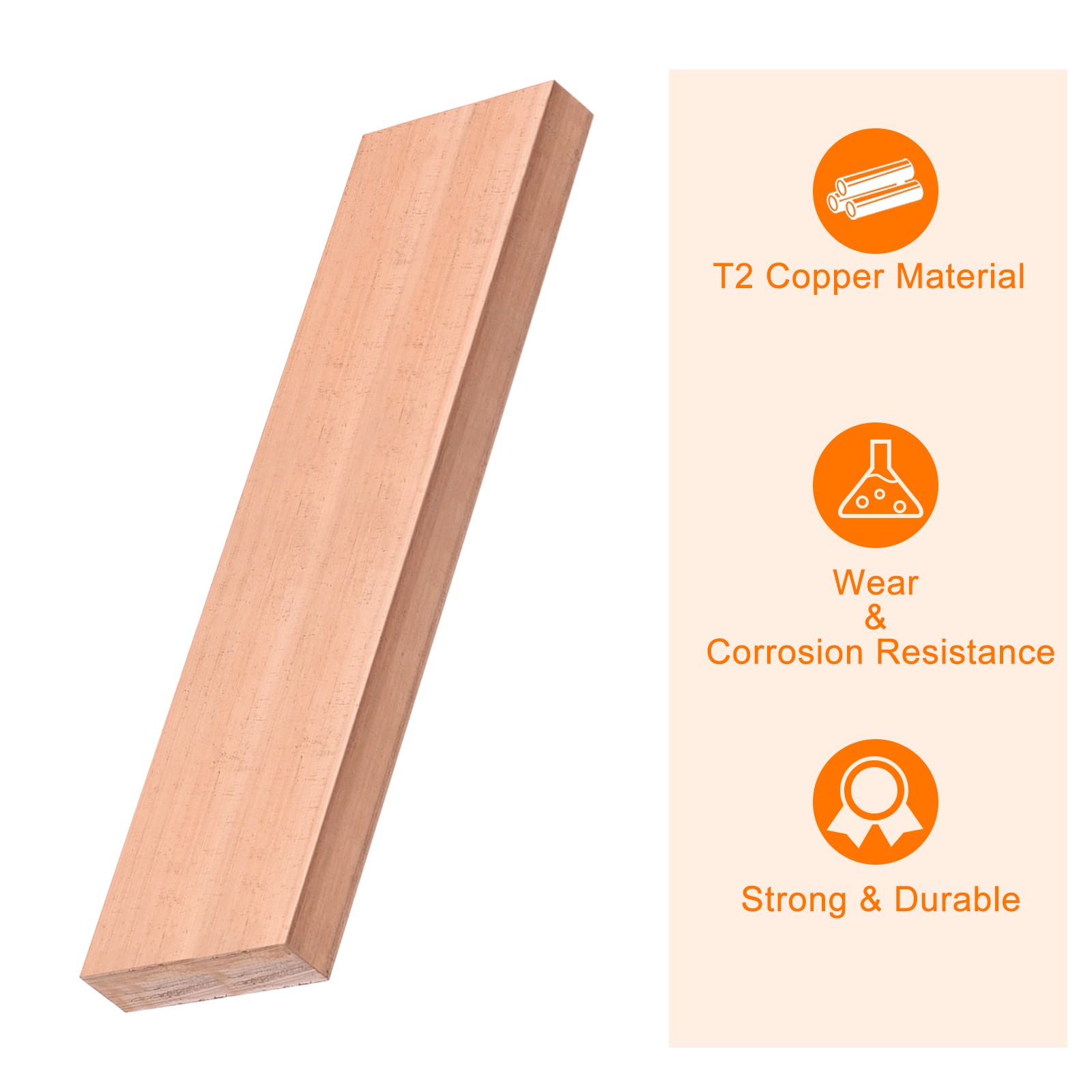 Copper Flat Bar 3/8″ Thickness x 2″ Width x 6″ Length Copper Bar Stock