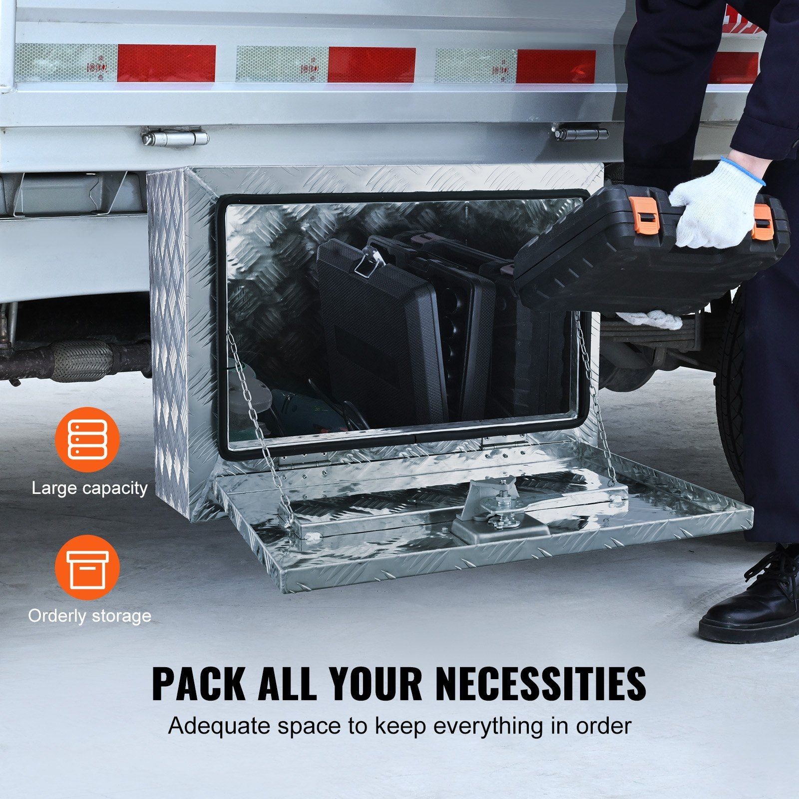 24x14x16in Waterproof Aluminum Diamond Plate Truck Box 333lb & Lock