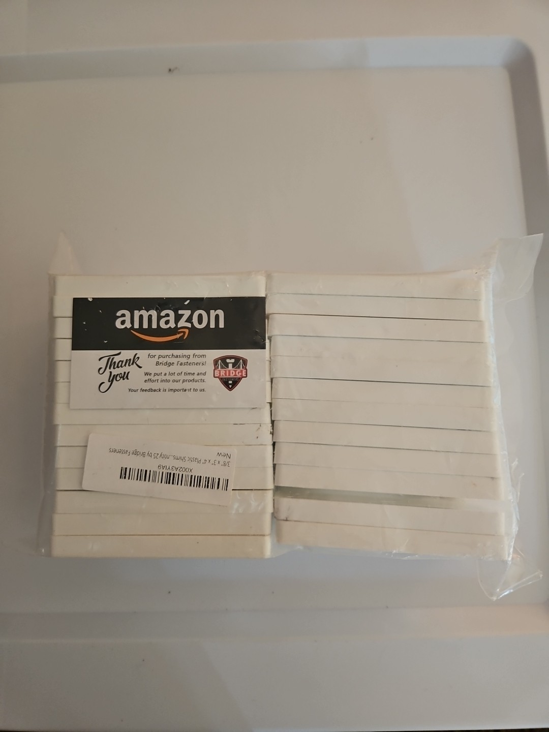 Bridge Fasteners 3/8x3x4 Jumbo Horseshoe Plastic Shims White 25 Count