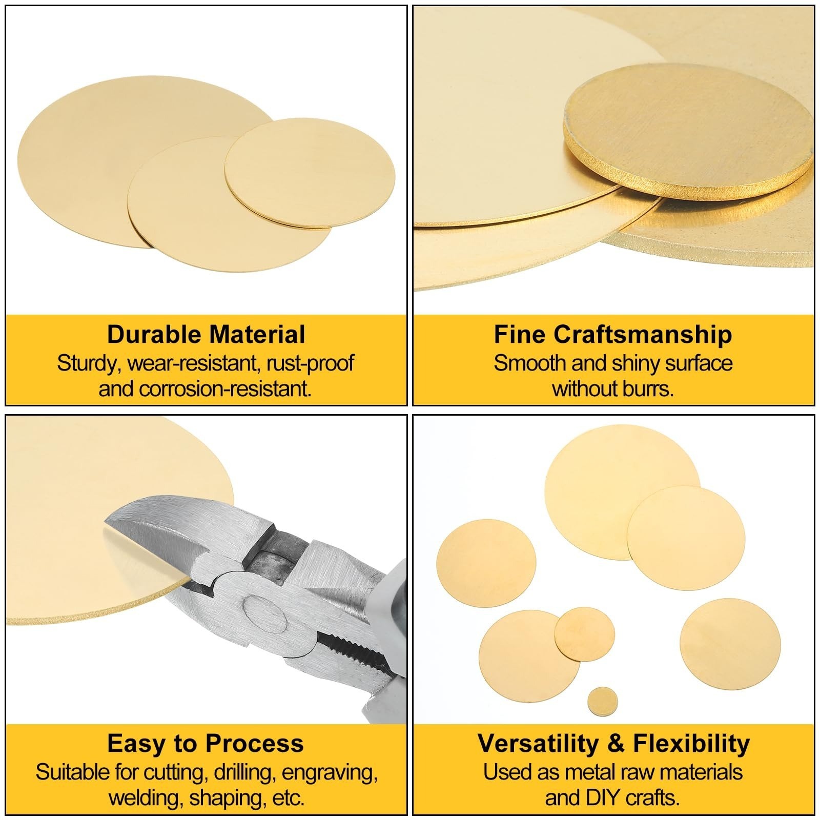 uxcell Brass Round Plate 0.04″ Thick 2″ Dia H62 2Pcs Metal Sheet