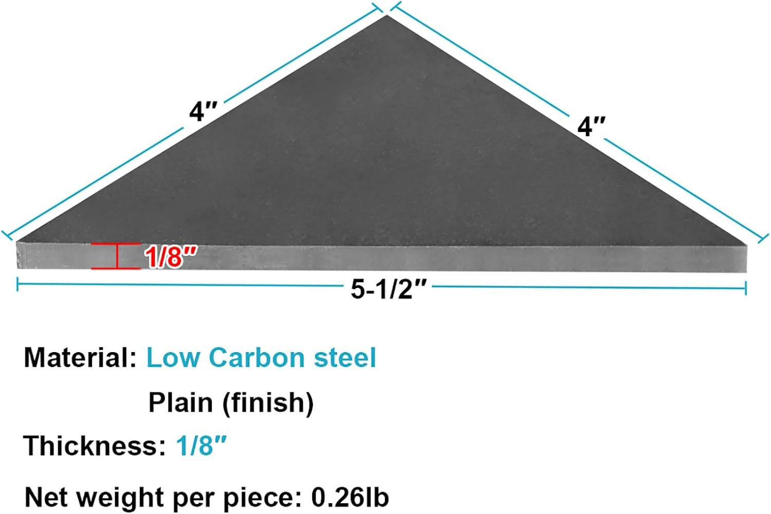 20 PCS Weld on Steel Triangle Gusset Plate, 4″ X 4″ X 1/8″