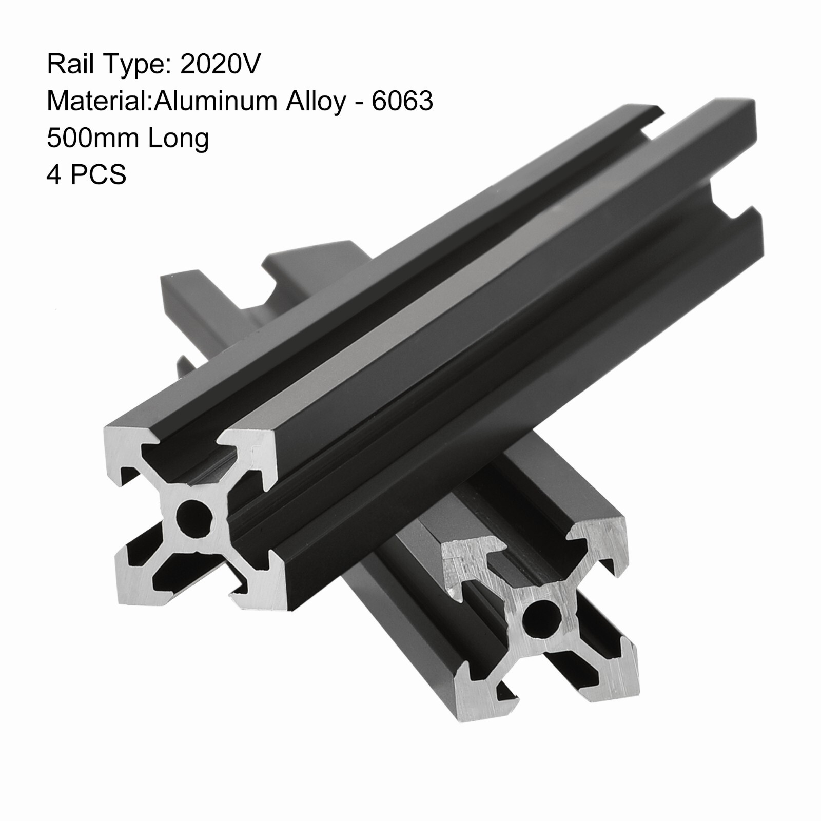 4Pcs 500mm 19.69″ 2020 V Type Slot Aluminum Profile European Standard 20mmx20mm