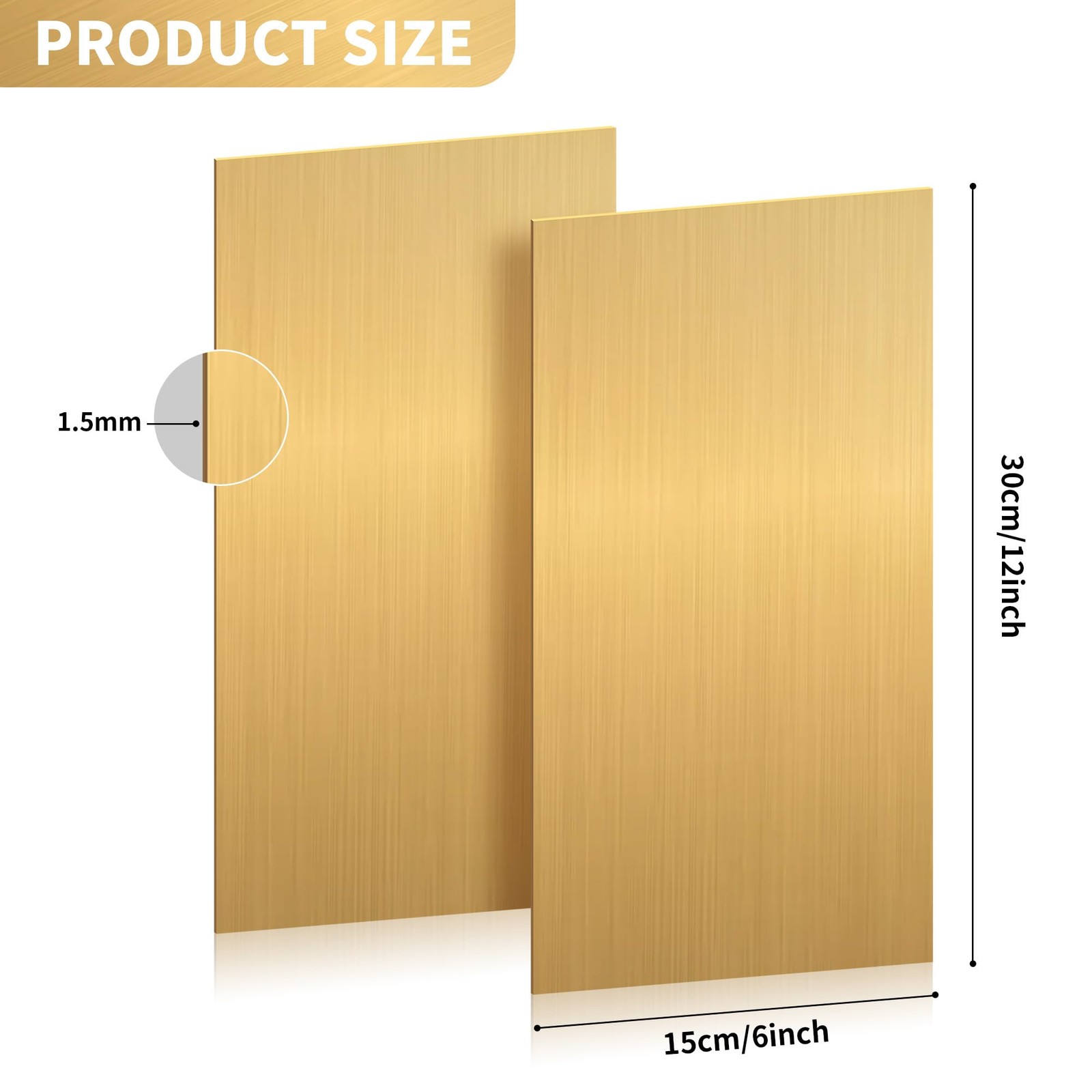 2 Pcs Brass Sheet for Crafts 14 Gauge1.5 mm Thickness Metal Brass Plates 12 x…