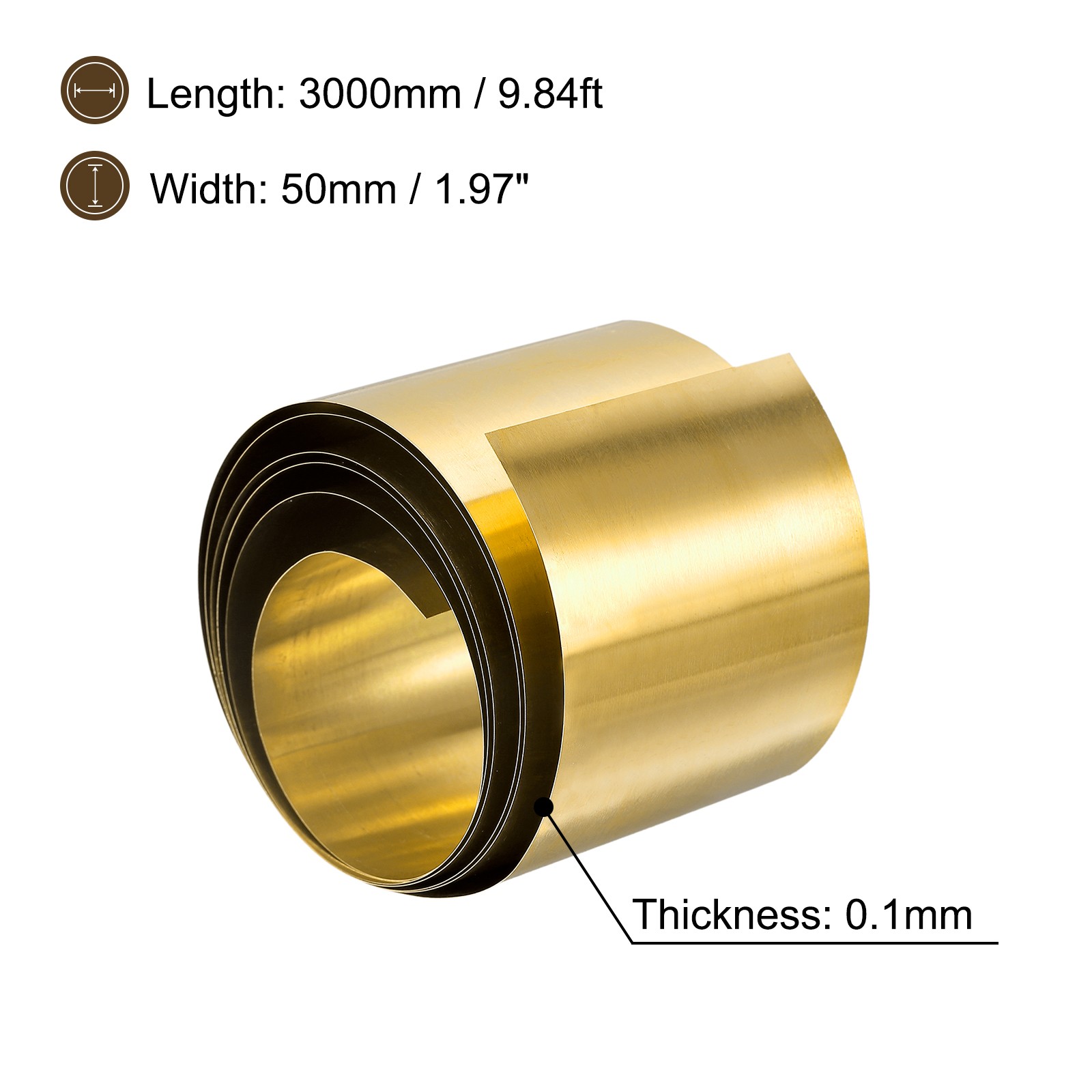 Brass Sheet Roll Metal Foil Plate 3000mm x 50mm x 0.1mm