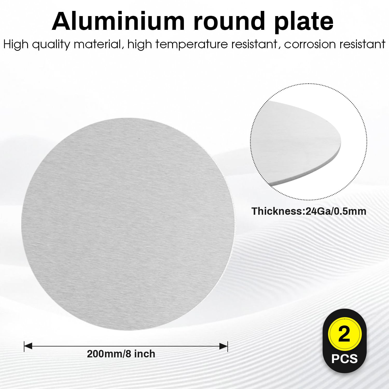 Aluminum Discs, 8″ (200mm) Diameter 24 Gauge (0.5mm) Thickness Round 6061 Alumin
