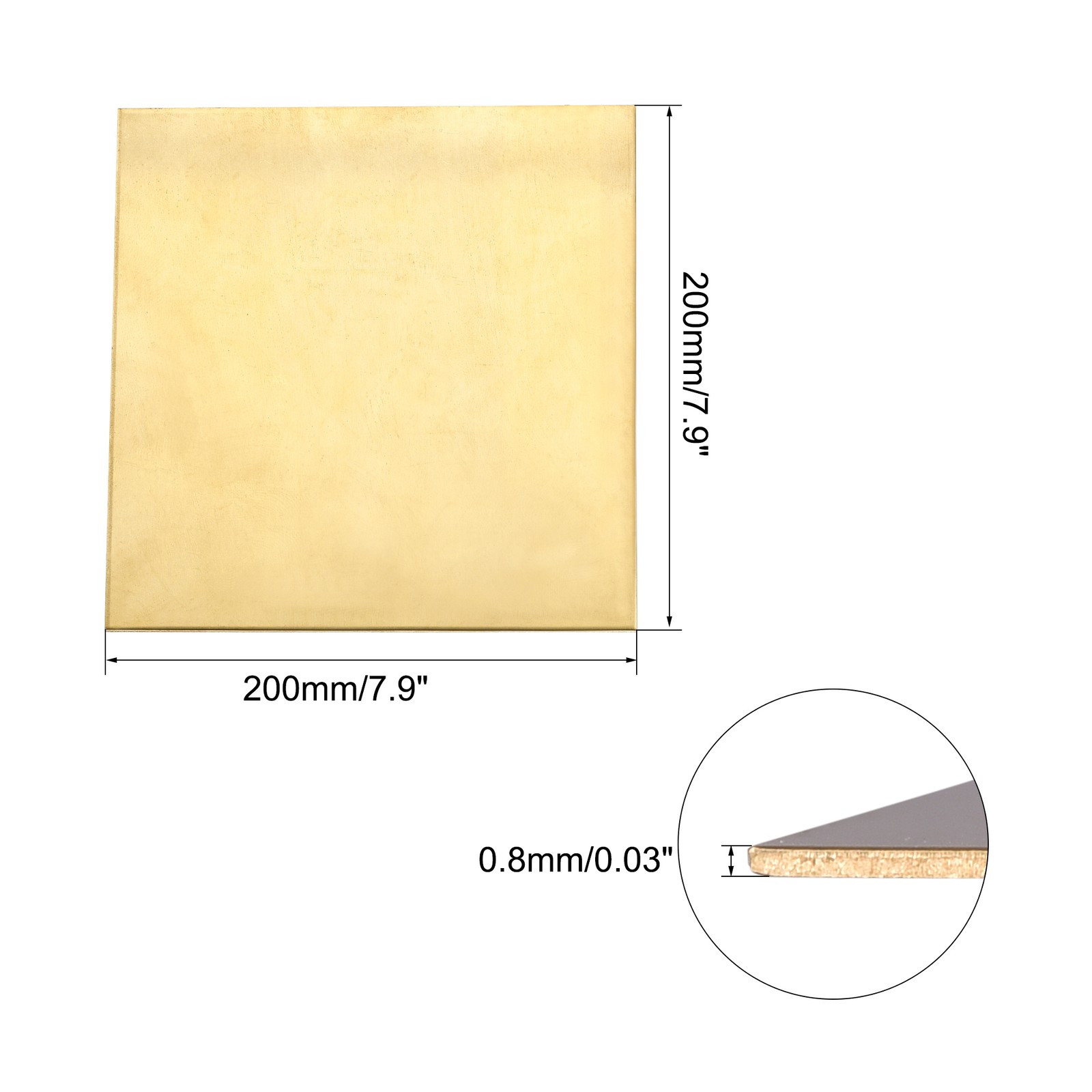 Brass Sheet Metal Sheets Plates 7.9″x7.9″x0.03″