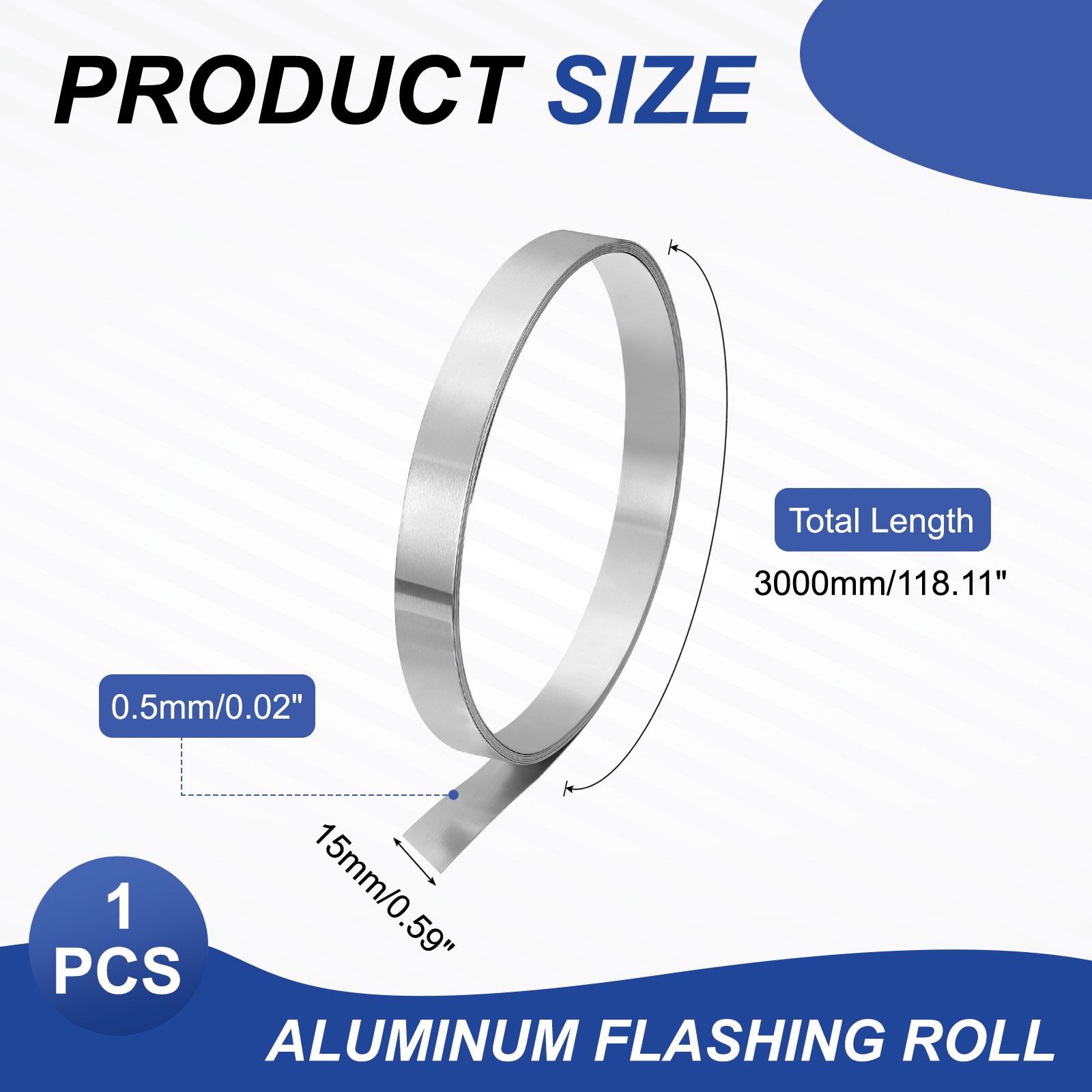 Aluminum Flashing Roll 3000mm x 15mm x 0.5mm 1060 Aluminum Metal Roll