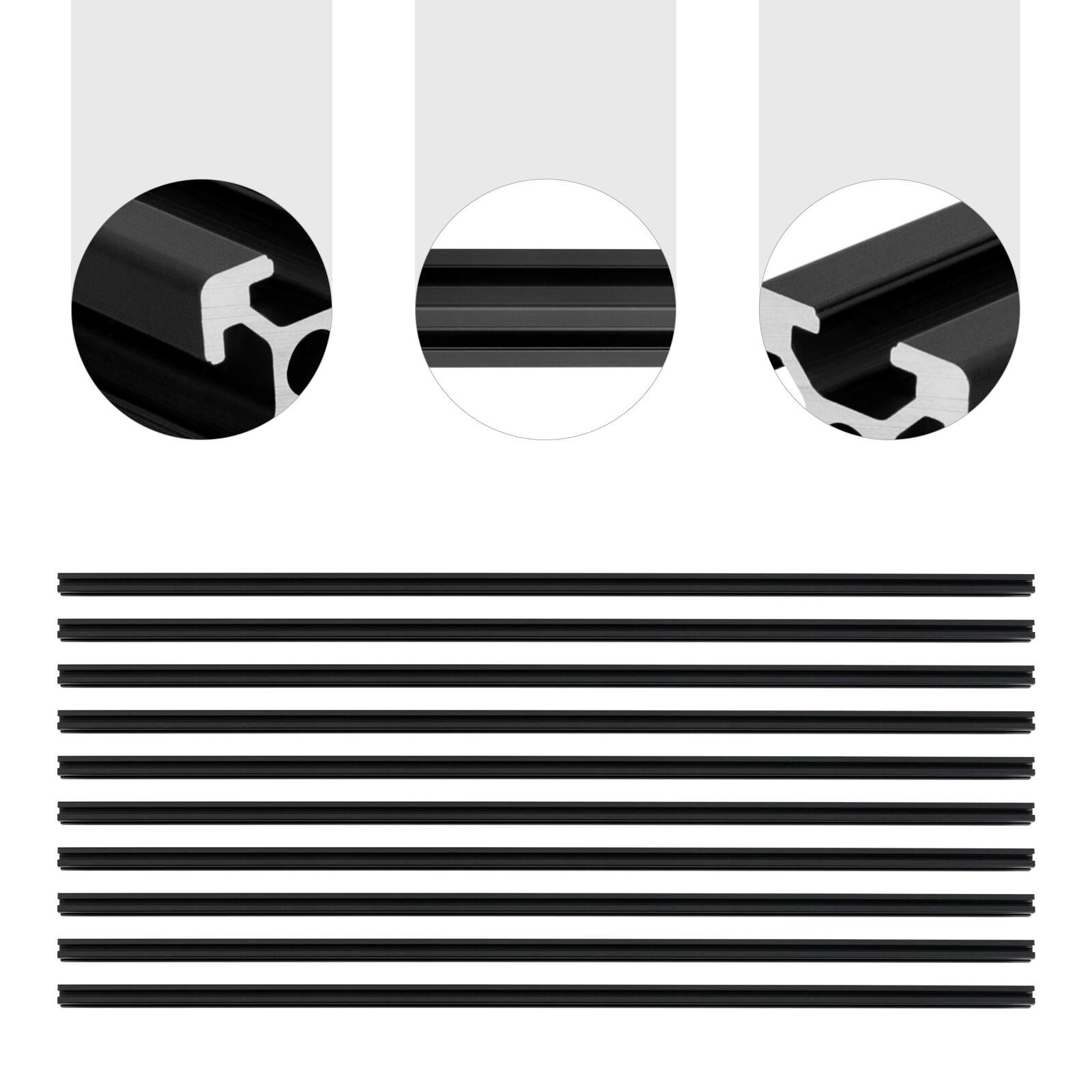 10Pcs 2020 T-Slot Aluminum Extrusion Kit Black For CNC 3D Printer 20*20*1000mm