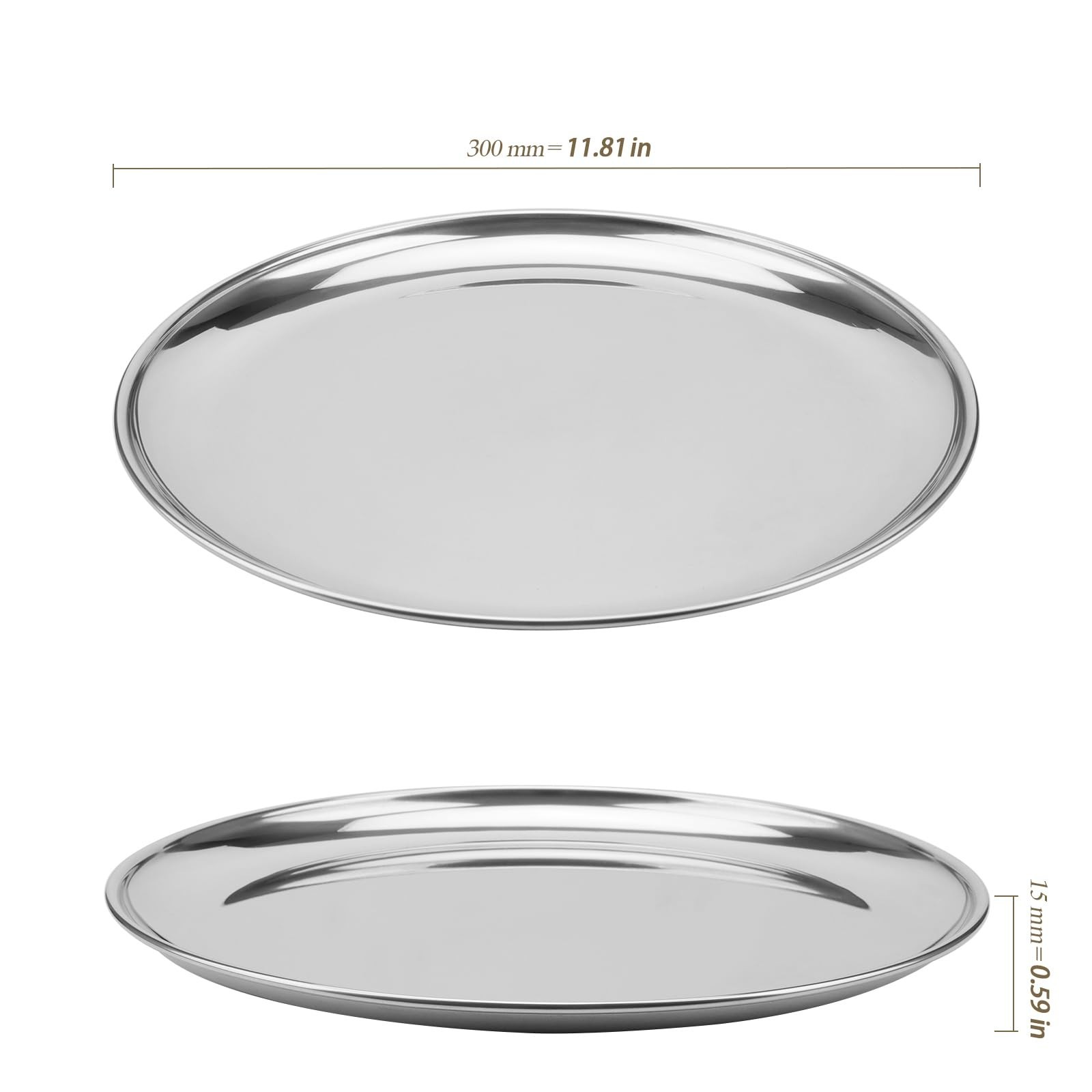 6 PCS 12 Inch Stainless Steel Plates, Reusable Round Metal Dinner Plates Camp…