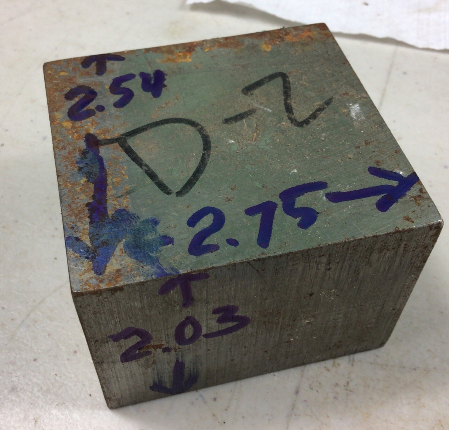 D2 Tool Steel Flat Stock, 2.03” X 2.54 X 2.75