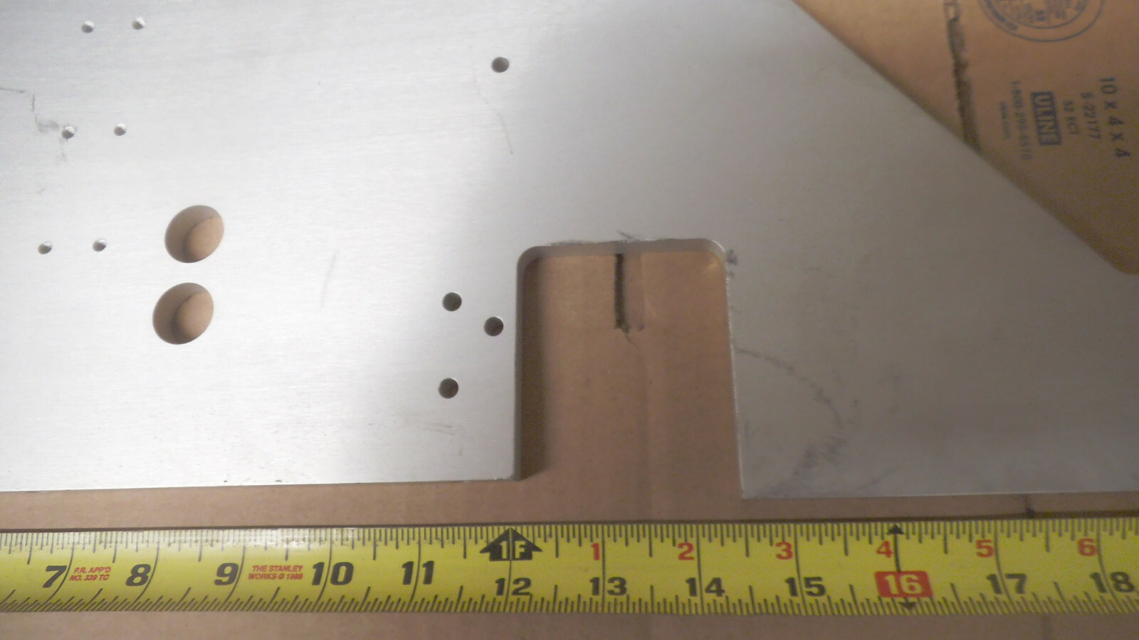 Aluminum plate or bracket, 19-3/8″ x 9-7/8″ x point 380″ thick