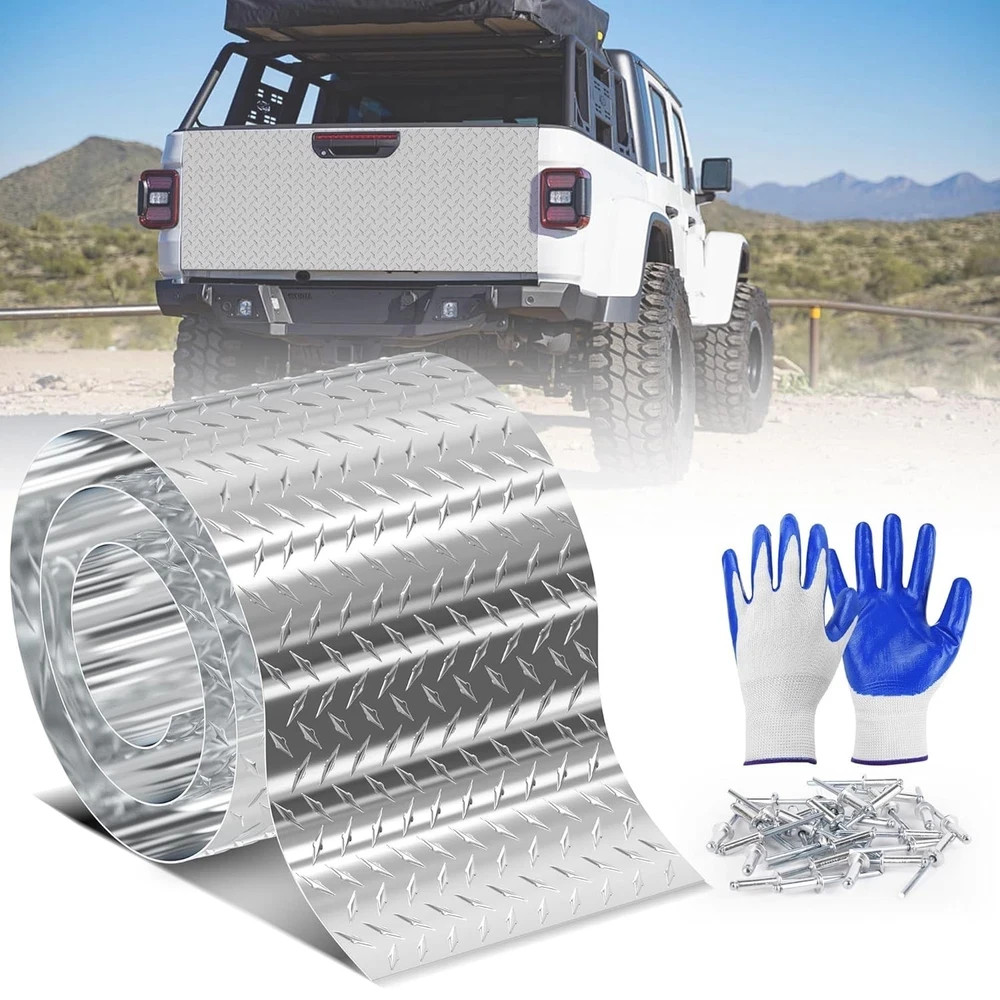 Diamond Plate Aluminum Sheet 0.045″ 3003-H22, 6X120In | with Gloves/Rivets, RV F