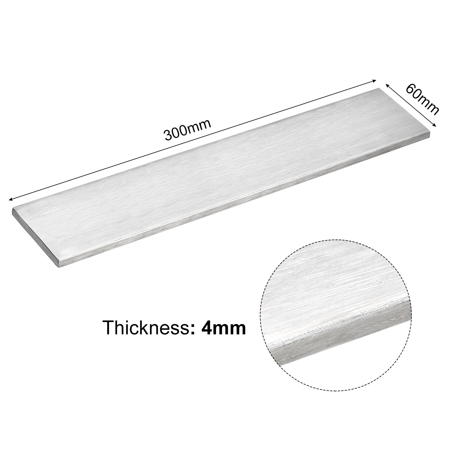 304 Stainless Steel Flat Bar, 5/32″ Thickness 2 3/8″ Width 11 3/4″ Length