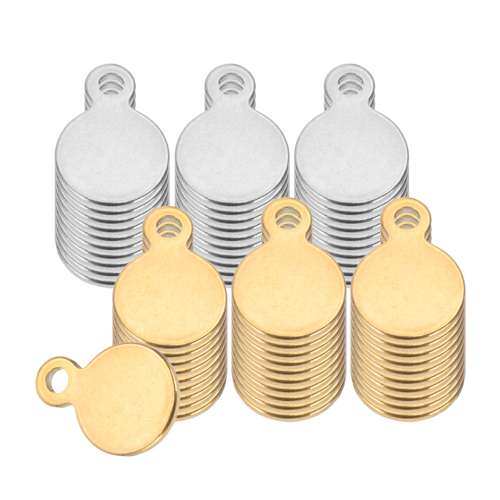 60 Pcs 1/4 Inch Round Metal Stamping Blanks, Gold Silver Blank Tags