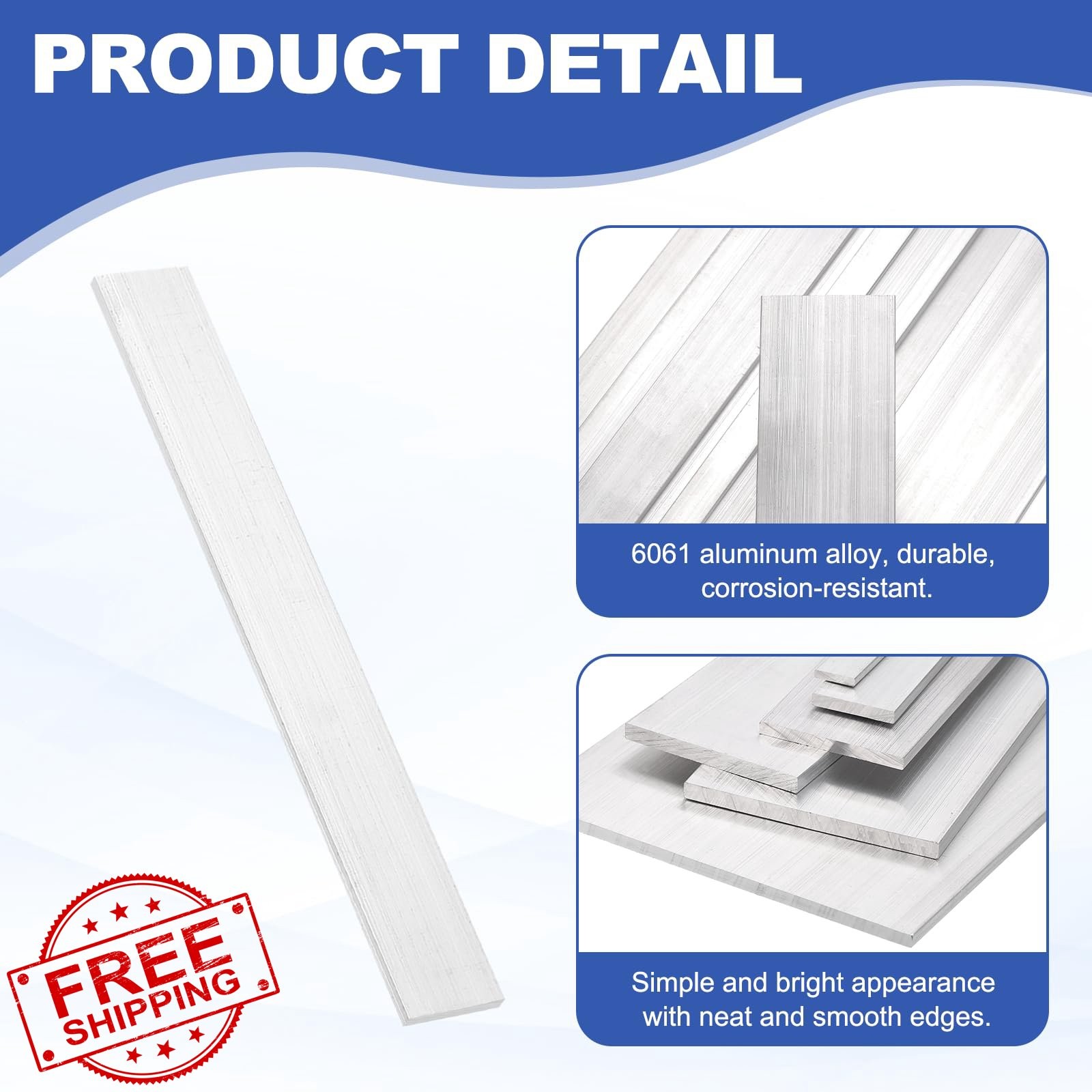 uxcell 2 Set 0.12″x1.6″x10″ Aluminum Flat Bar