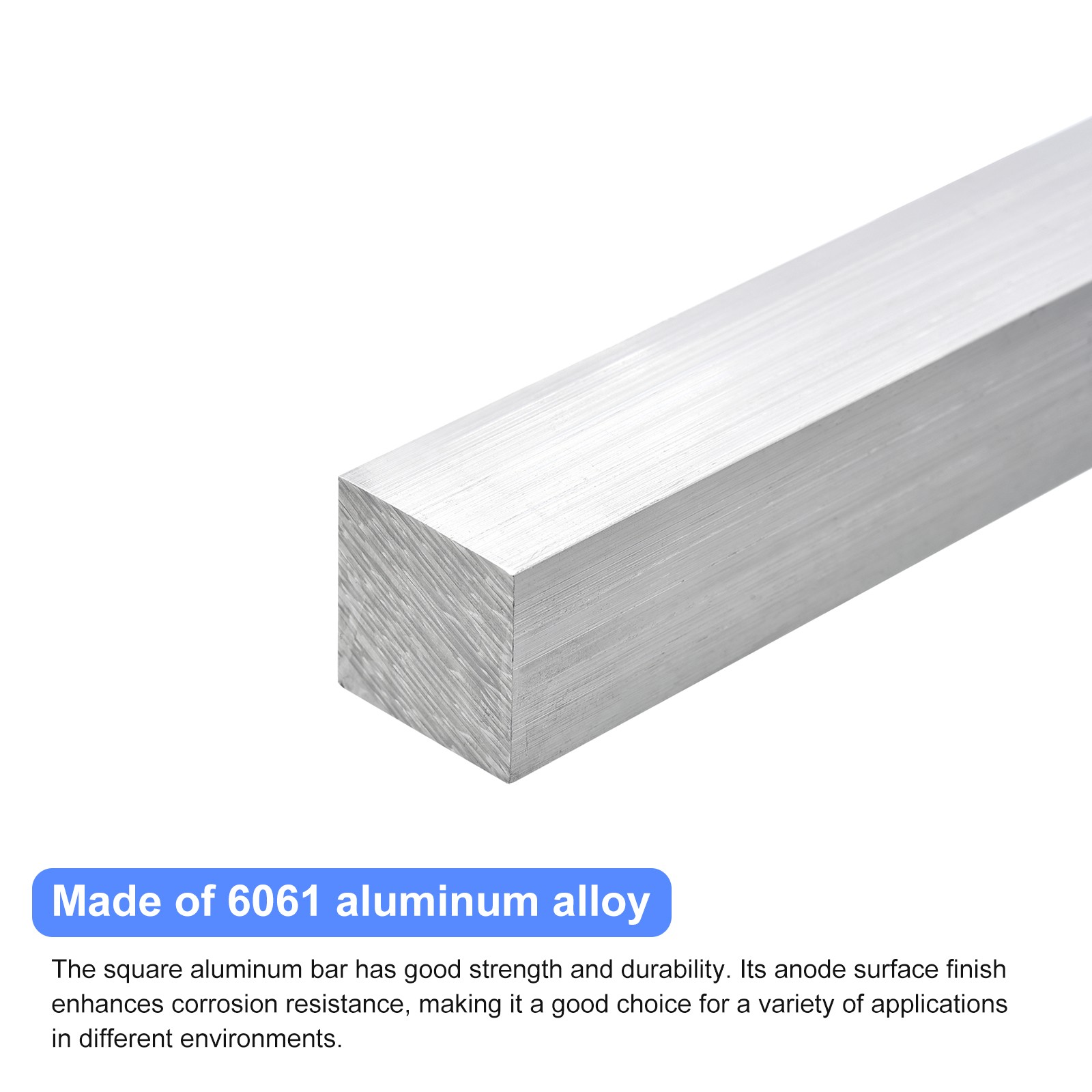 Square Aluminum Bar 3/8″ Thick 0.4″ Width 10″ Length