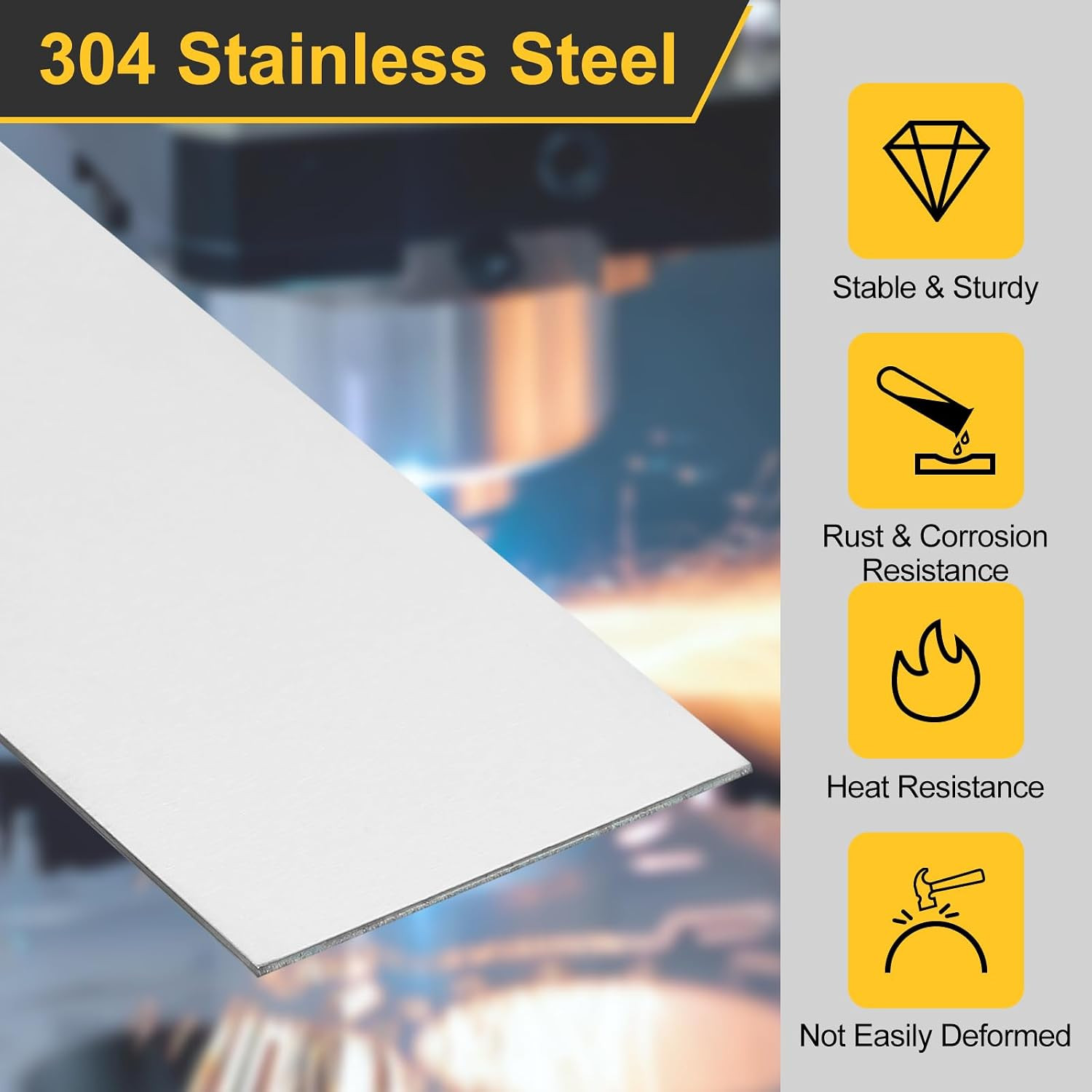 10 Pcs Stainless Steel Strips, 0.02″ Thick 304 Stainless Steel Metal