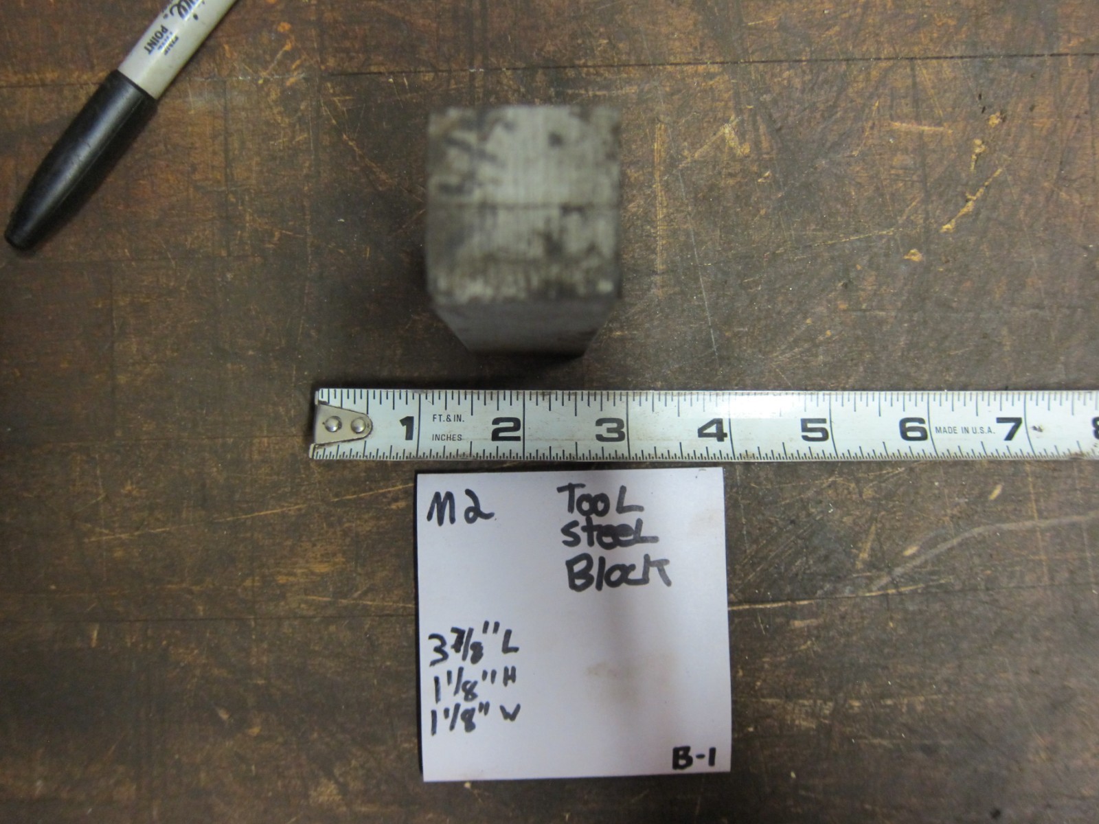M2 Tool Steel Flat Bar/Block – 1.125″ Thick x 1.125″ Wide x 3.87″+ Length