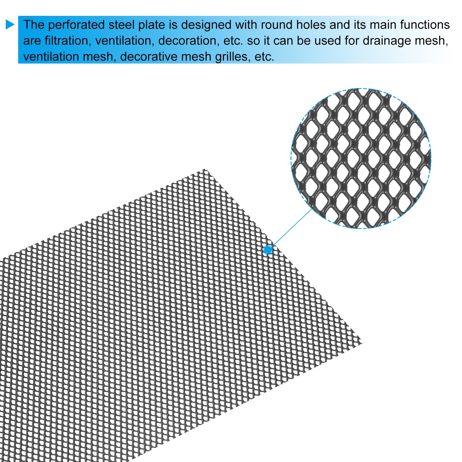 40″L x 13″W Universal Car Grill Mesh, 3x4mm Diamond Hole, Black