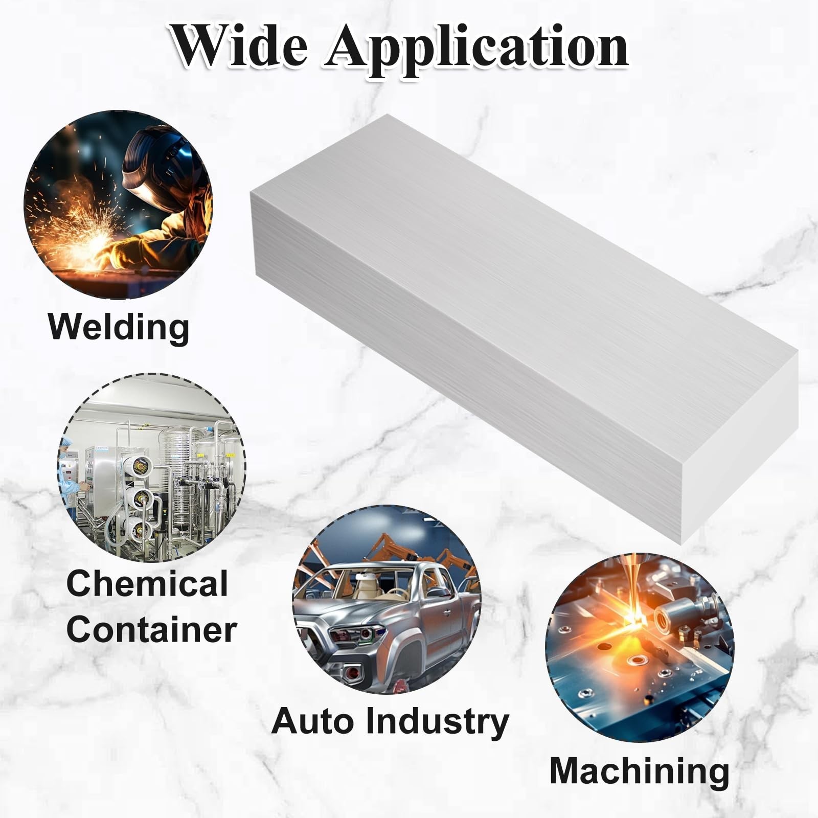4PCS 1x2x8 Inch Square Aluminum Flat Bar, 6061 T6 Solid Block, 25MM Thick Stock