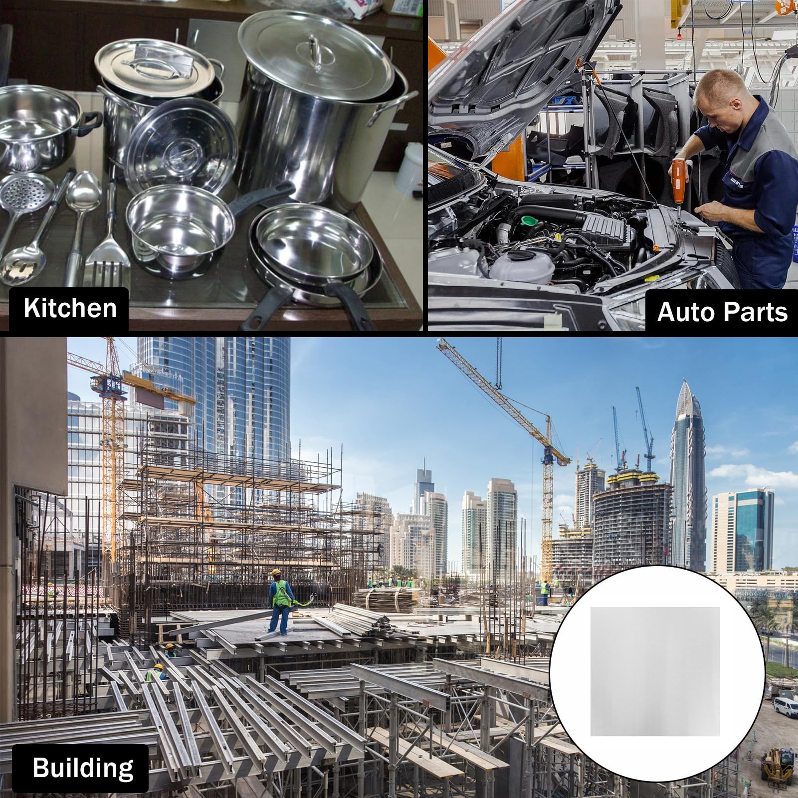 304 Stainless Steel Sheets Metal 12″ x x 1/64″ 12″x12″x1/64″, Silver