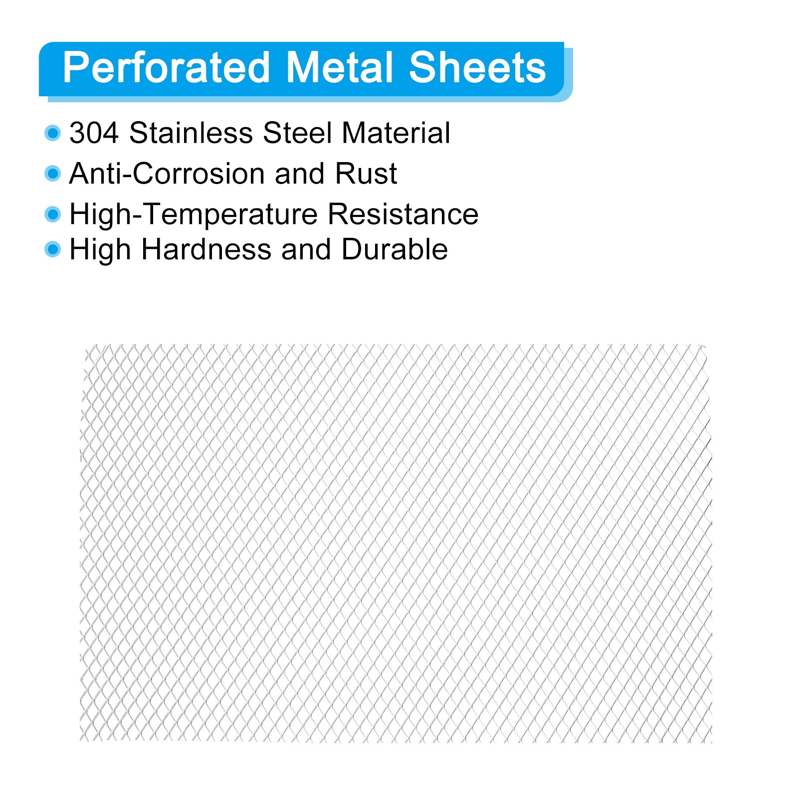 9.8″L x 13″W Universal Car Grill Mesh, 7x12mm Diamond Hole, Silver Tone