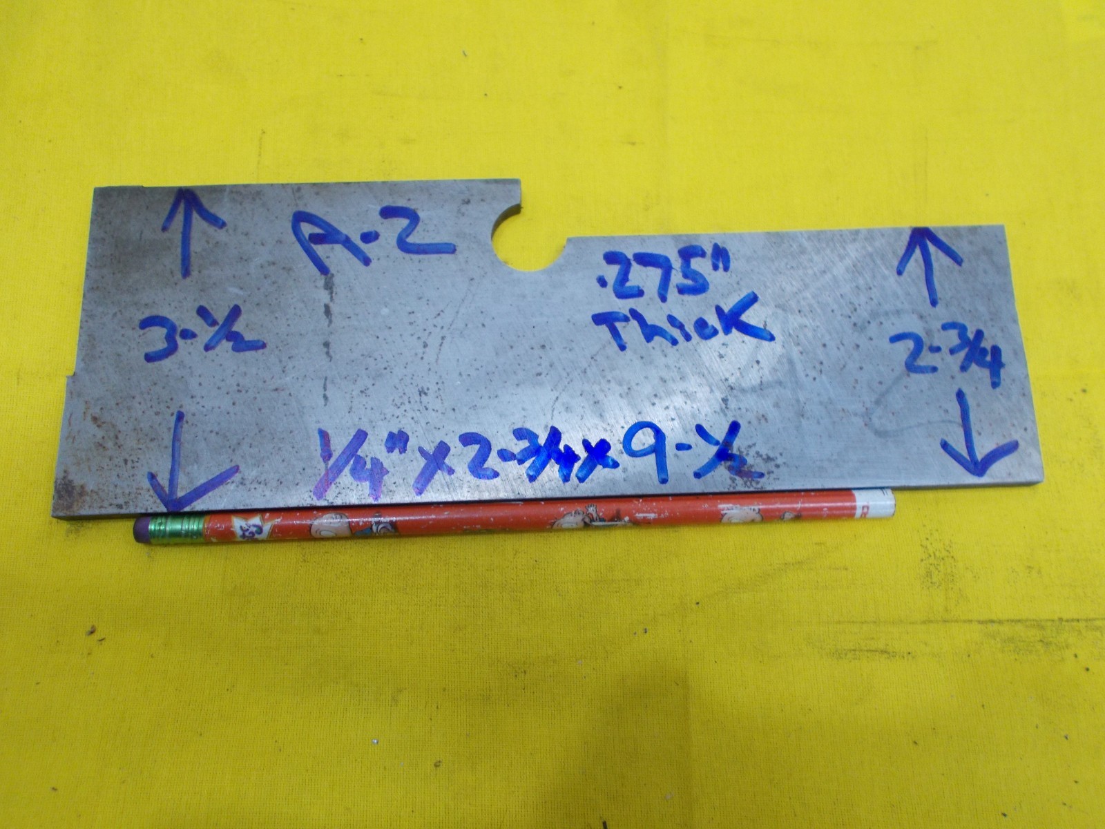 A-2 TOOL STEEL BAR GROUND FLAT machine shop A2 stock 1/4″ x 2-3/4″ x 9-1/2″