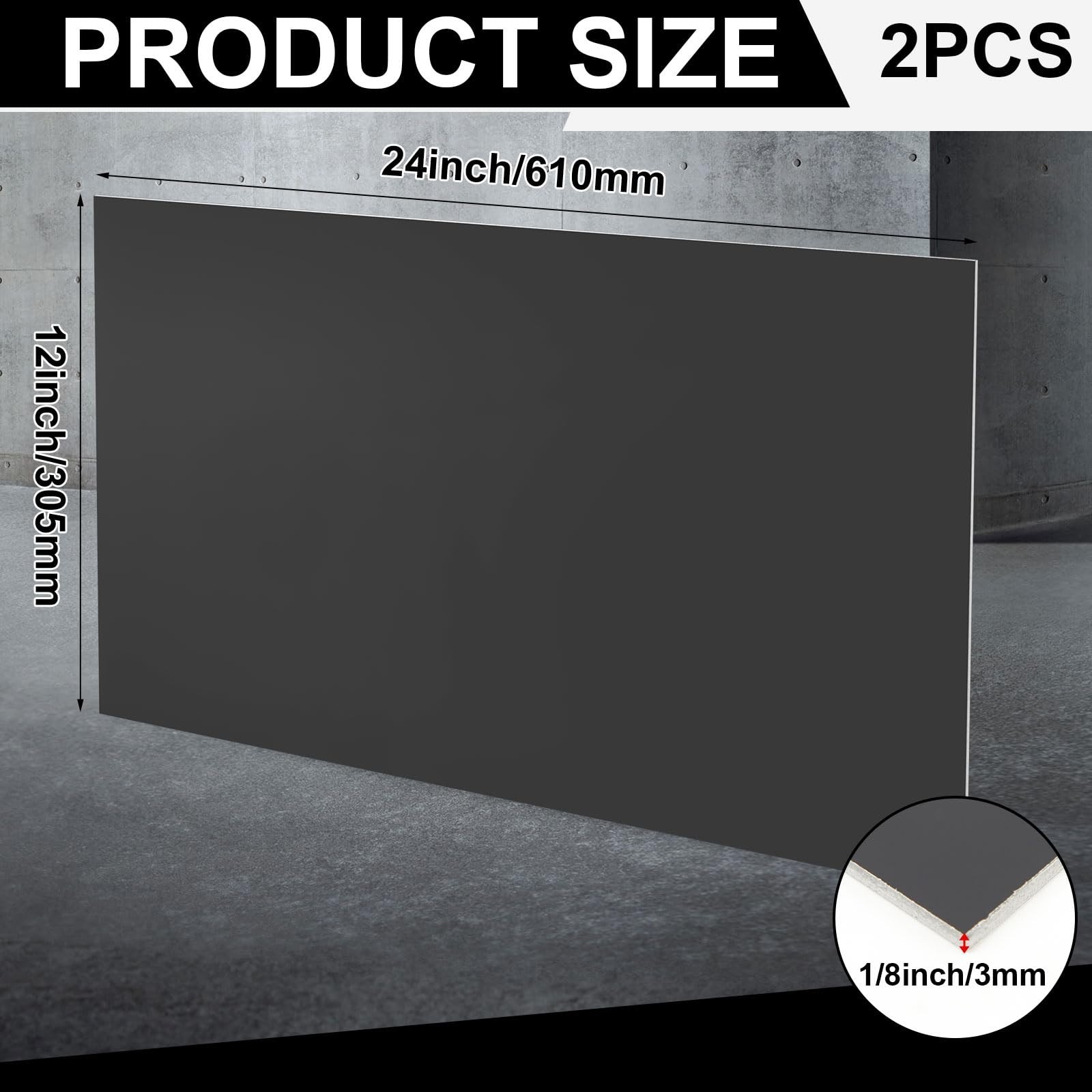 2 Pcs Aluminum Composite Panel 1/8″ Thick Rectangle Sheet for DIY Crafting 24″x1