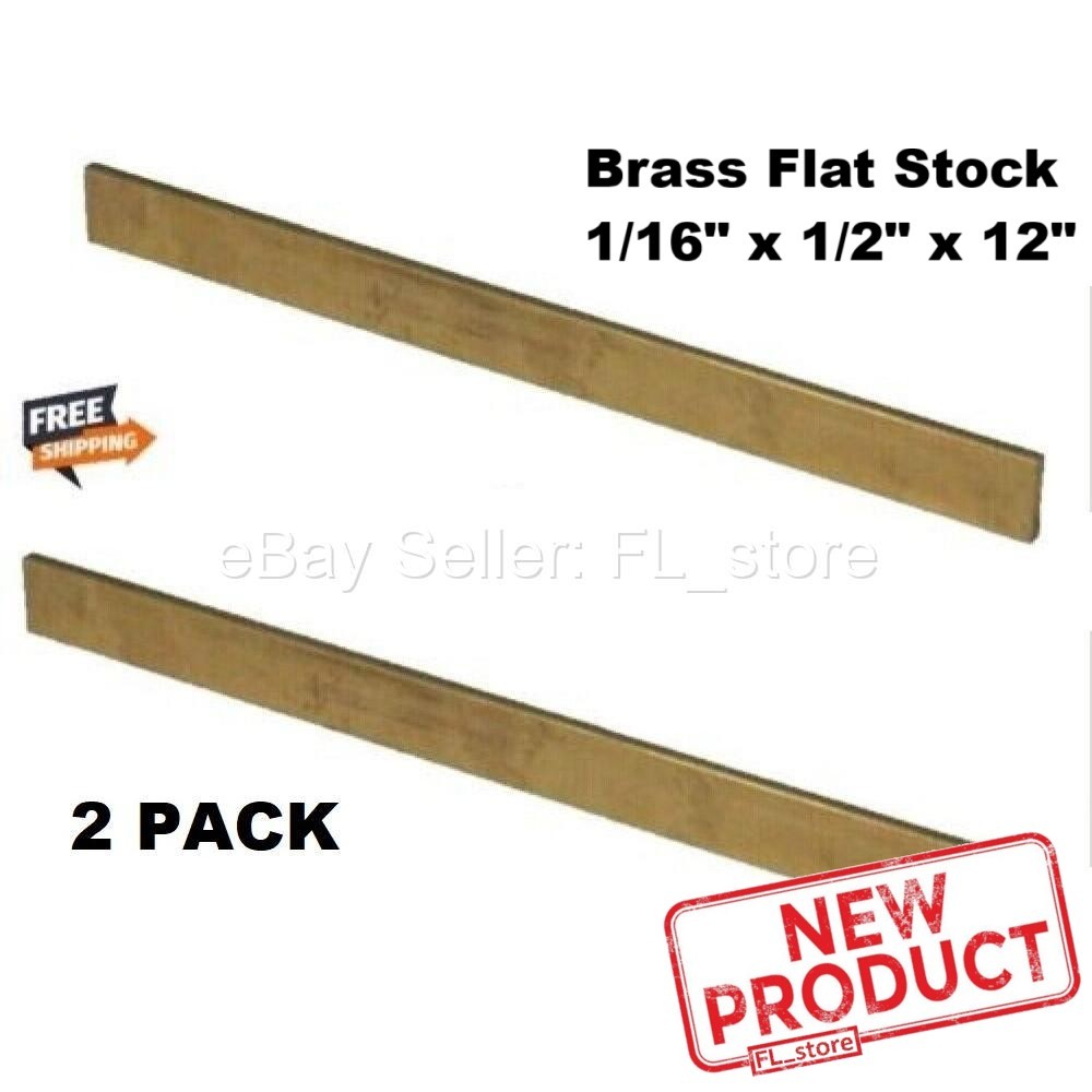 2 PACK Brass Flat Strips .064″ x 1/2″ x 1 Foot 260 Solid Rectangle Stock 12″ NEW