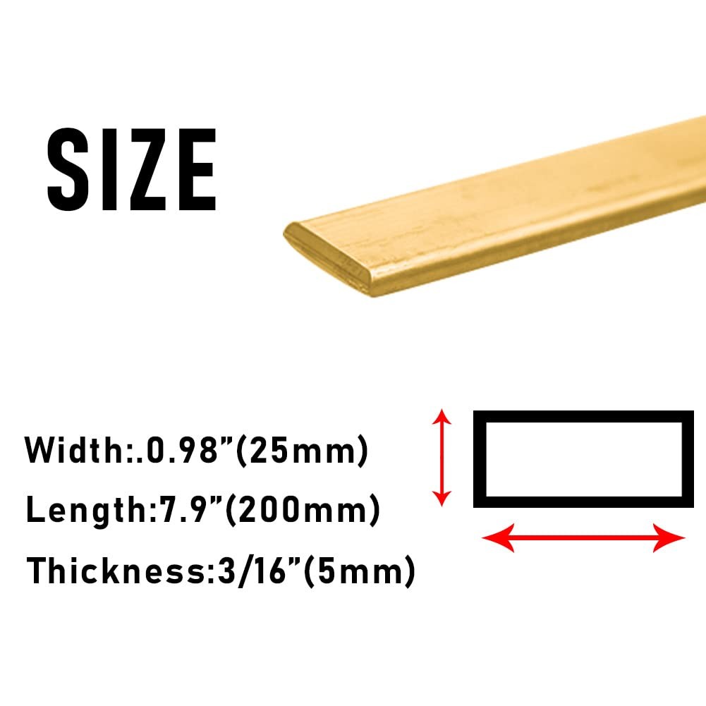 Brass Flat Bar 3/16x1x8 Inch 4 Gauge Metal Sheet Stock Models Crafts
