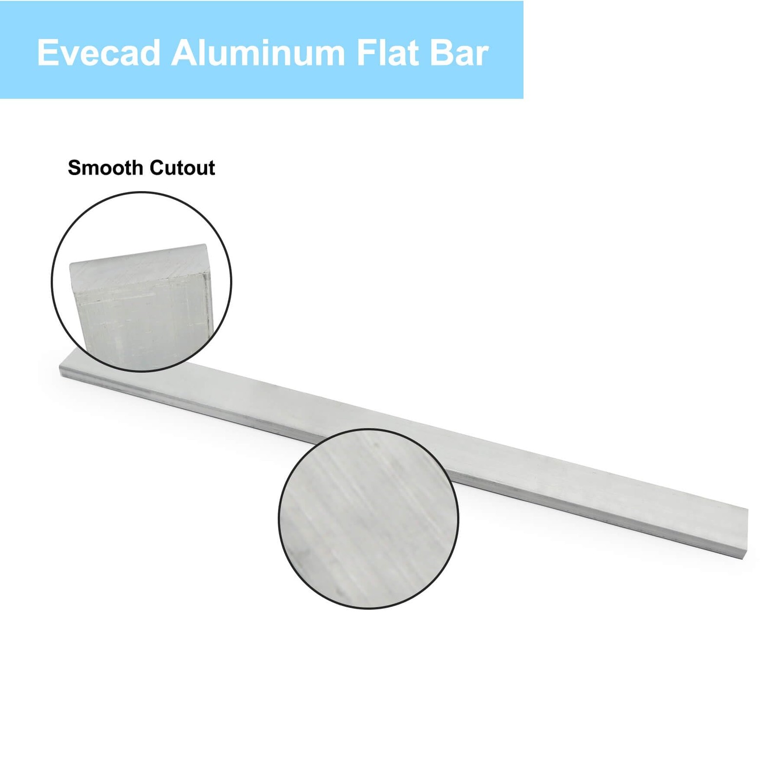 Evecad 2PCS Aluminum Flat Bar, Aluminum Plate, 12″ Length 1″ Width 1/4″ Thick…
