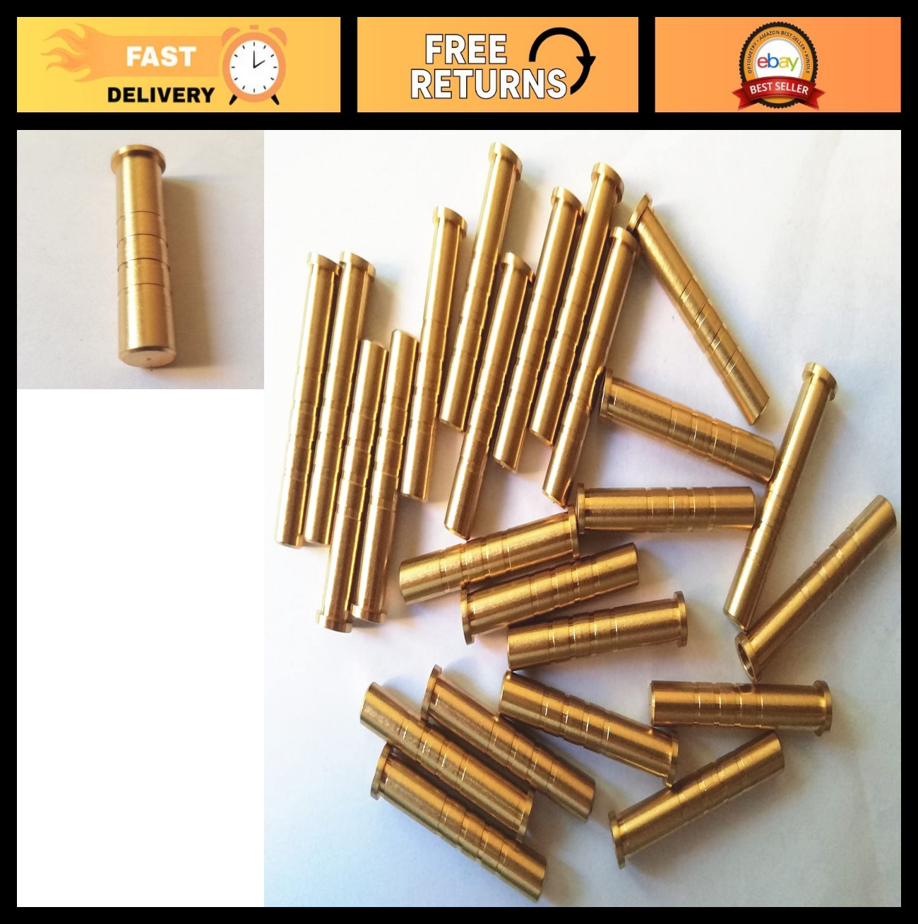 Brass Arrow Point Inserts .244/6.2mm – 24 Pack Copper Inserts + Weights for Arch