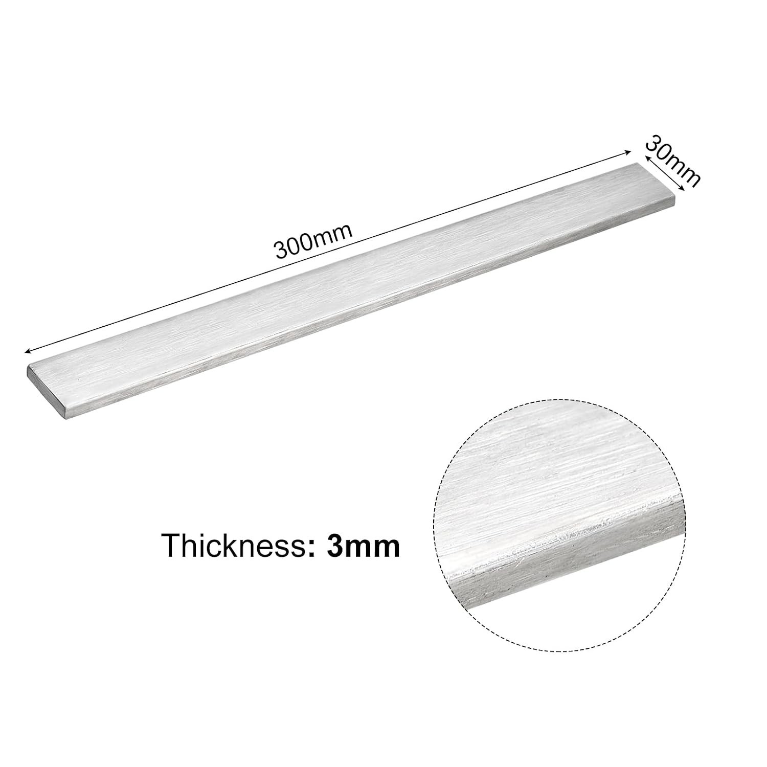 304 Stainless Steel Flat Bar, 1/8″ Thickness 1 3/16″ Width 11 3/4″ Length Bru…